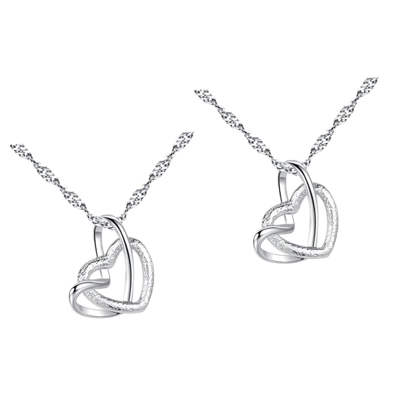 GALPADA 2-Piece Couple Necklace Set - Dual Ring Heart Pendant Charm Necklace for Women - Romantic Matching Jewelry Gift for Her - Perfect for Anniversaries, Valentine's Day & Date Nights