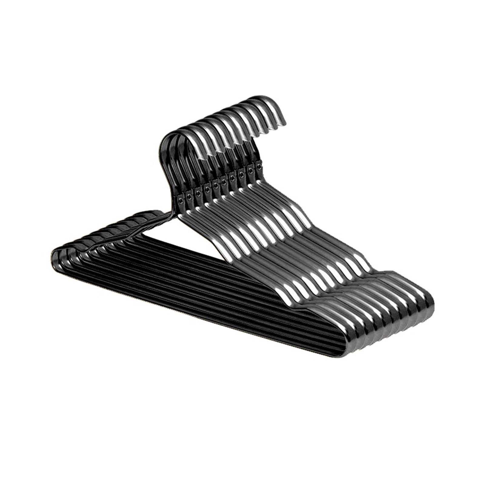 Premium Aluminum Alloy Clothes Hangers - 10 Pack Non-Slip Seamless Metal Hangers for Coats, Dresses & Wardrobe Organization (SCYJ-Black-10) | Ideal for Home, Closet, Laundry Room & Travel Use