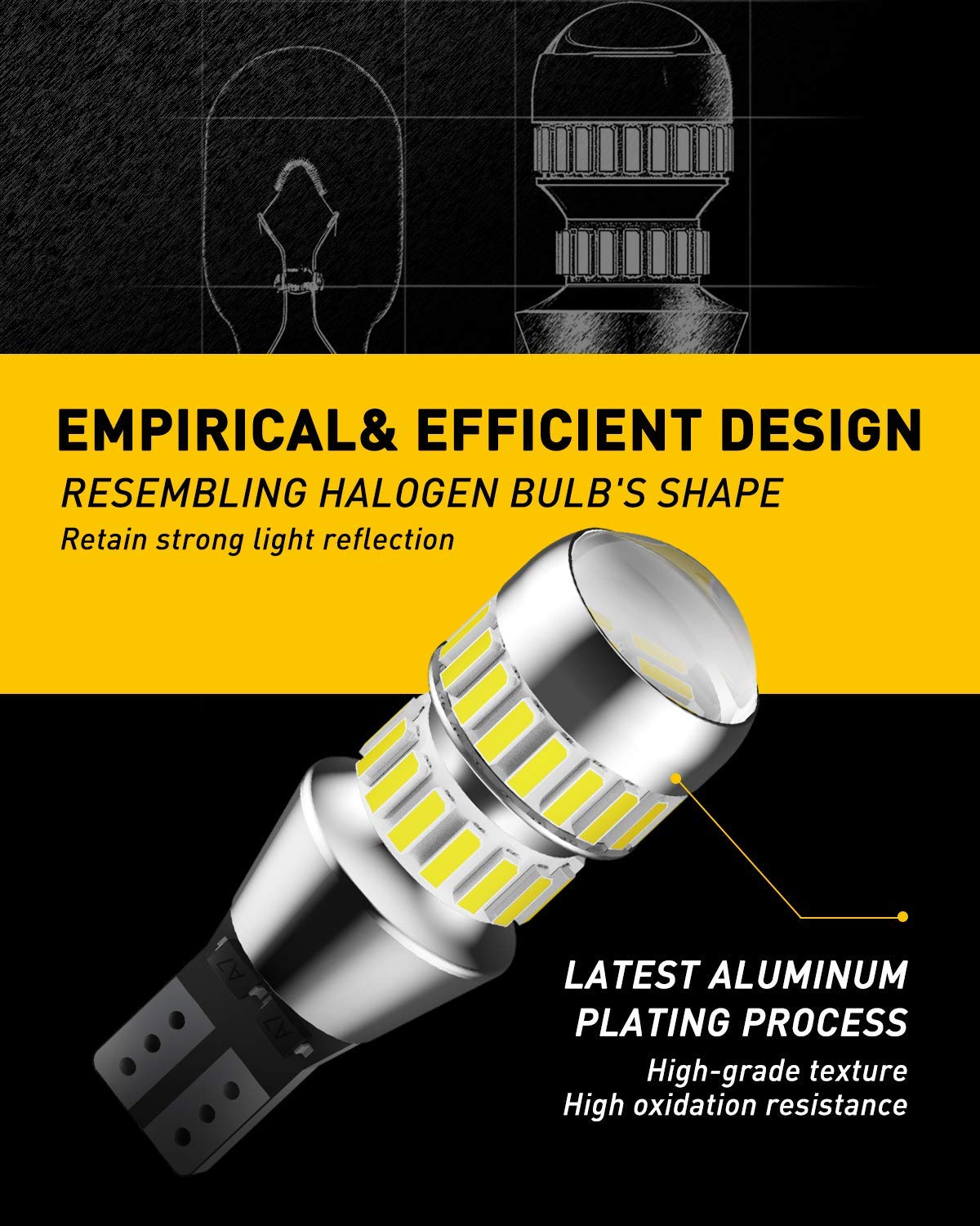 AUXITO 912 921 LED Reverse Backup Light Bulbs & 3156 3157 LED Bulbs - Super Bright White 6000K, Pack of 4 - Perfect for Trucks, SUVs, Cars, and Trailers - Enhanced Nighttime Visibility and Safety