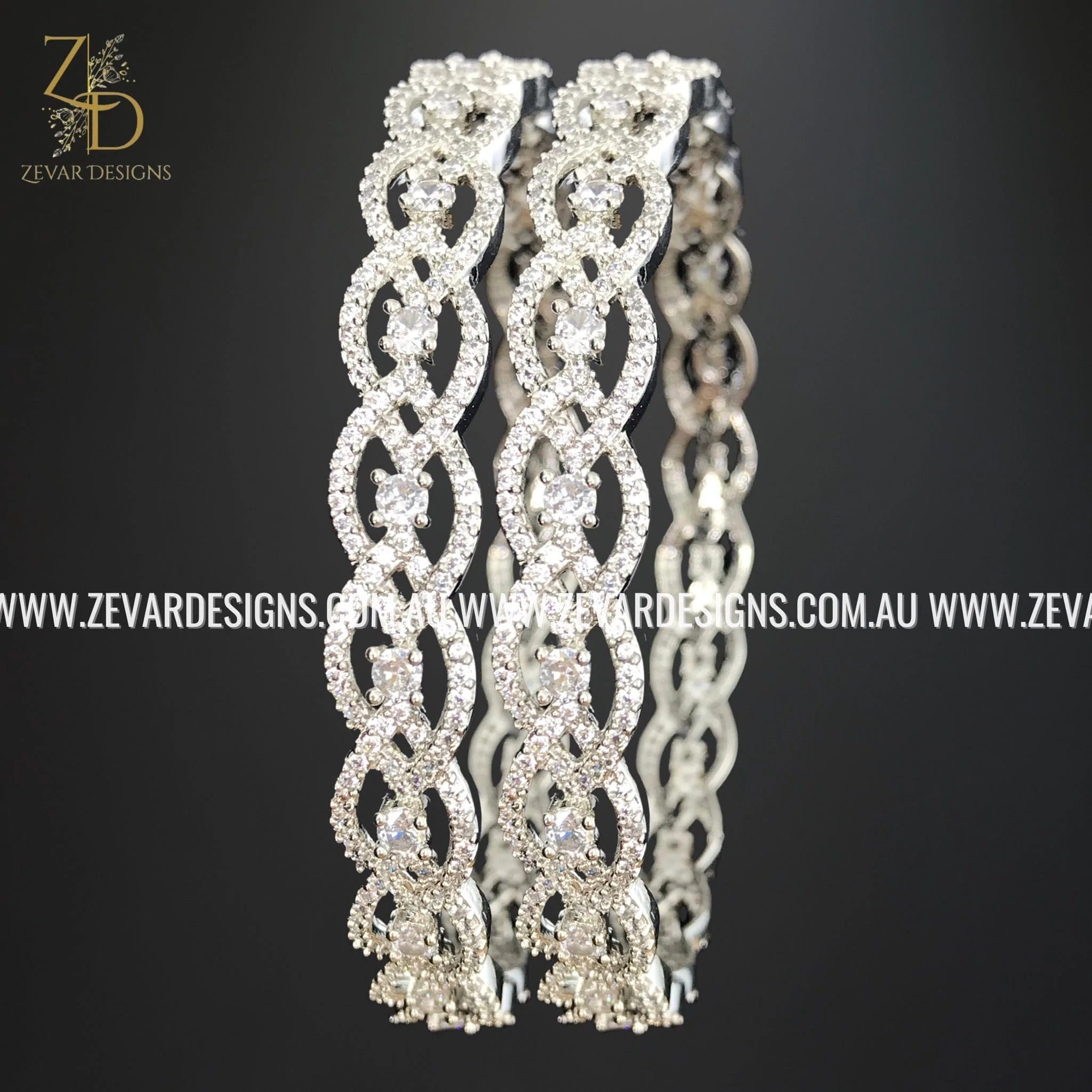 Stylish AD Bangles with White Rhodium Plating - Perfect for Parties, Weddings & Everyday Fashion Accessories