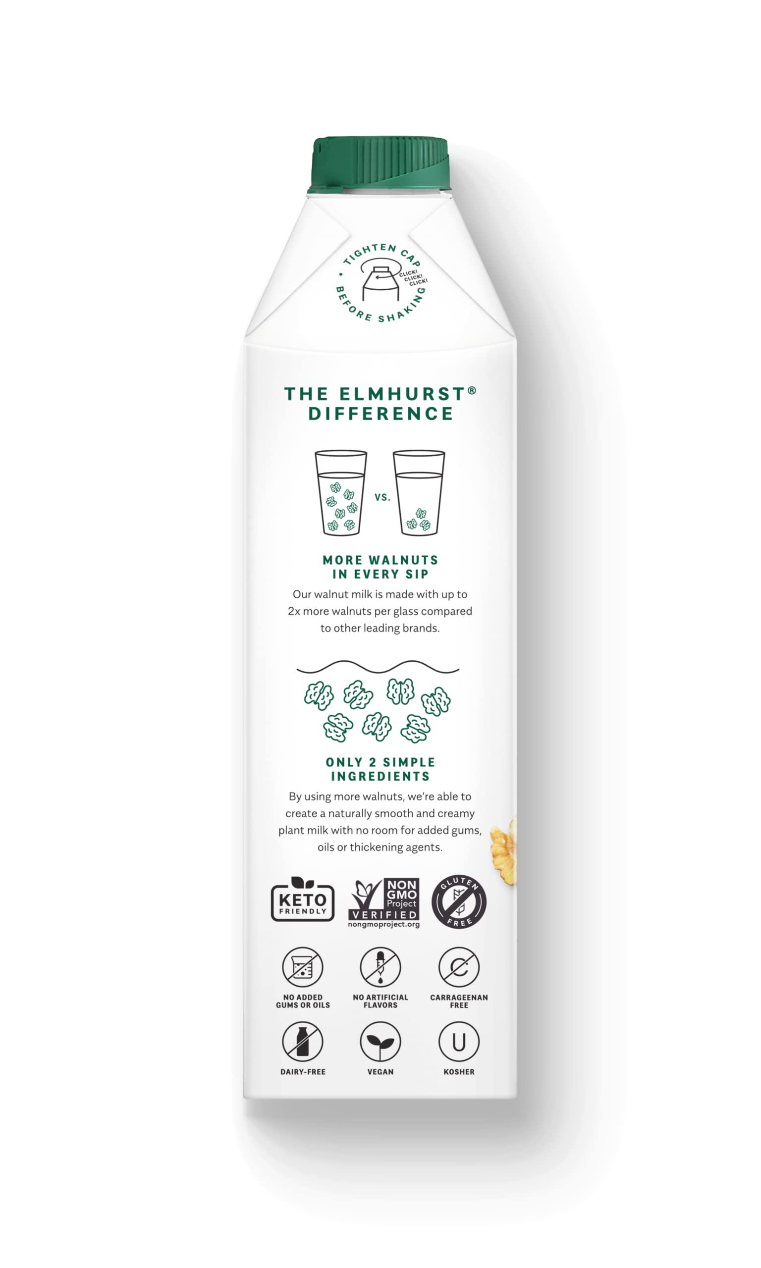 Elmhurst 1925 Unsweetened Walnut Milk - Dairy-Free, Vegan, Plant-Based, 32oz (Pack of 6) | Perfect for Smoothies, Coffee Creamer & Baking | Nutritious Dairy Alternative