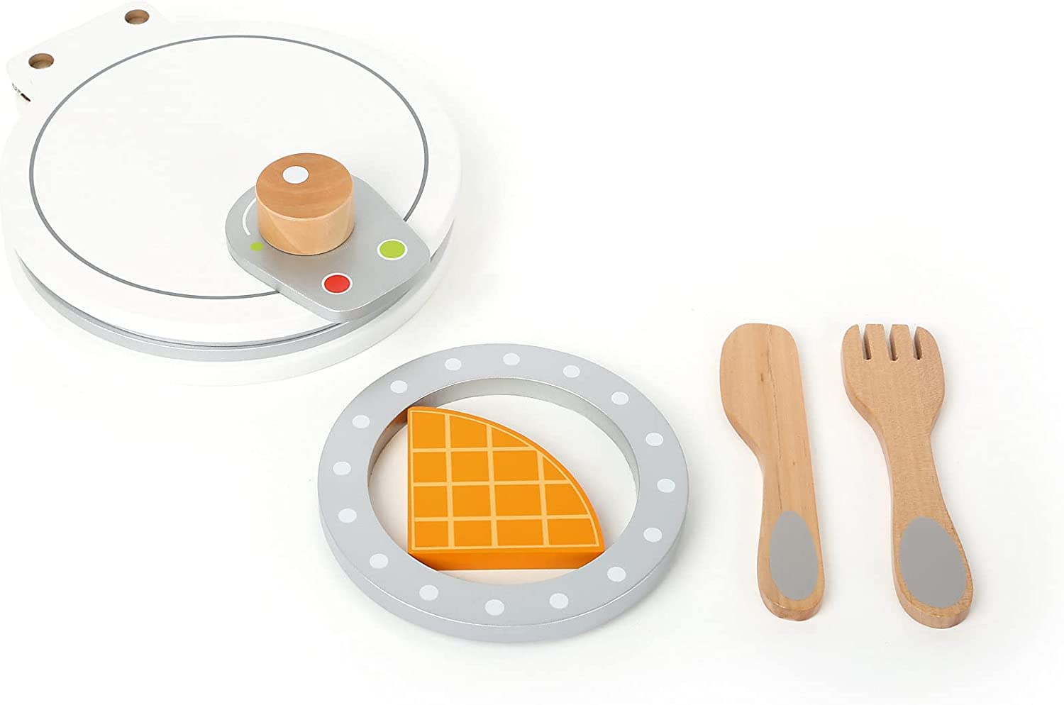 Small Foot Wooden Waffle Iron Playset with Waffles - Pretend Play Kitchen Toy for Kids - Perfect for Role Play, Montessori Learning & Toddler Educational Games