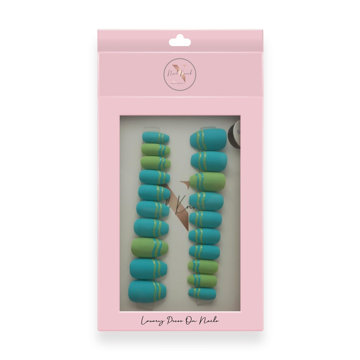 NailKnack® Premium Fake Press-On Nails - 20pc Bright Summer Matte Set | Reusable Full Coverage Artificial Nails with UV Gel Polish Coating | Easy to Apply & Time-Saving | Perfect for Parties, Weddings, Vacations & Daily Wear | Both Hand Nail Extensions