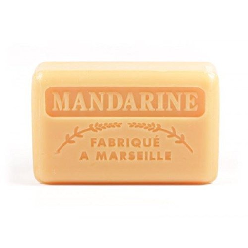 125g Marseille Soap with Mandarin Essential Oil - Natural French Handmade Soap by Foufour for Sensitive Skin & Aromatherapy | Perfect for Daily Cleansing, Gift Sets & Spa Relaxation
