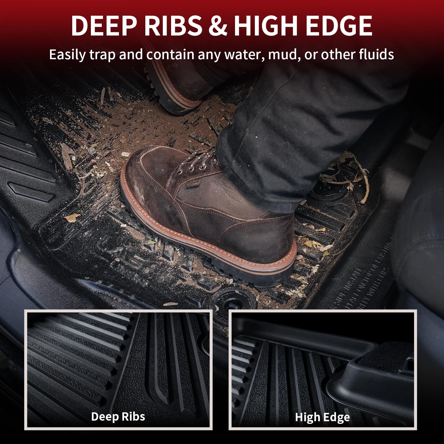 LASFIT All-Weather TPE Floor Mats & Trunk Liner for 2025 Toyota Camry Hybrid/LE/SE/XLE/XSE - Custom Fit Front & Rear Full Set Car Mats (Black) - Perfect for Daily Commuting, Road Trips & All-Season Protection