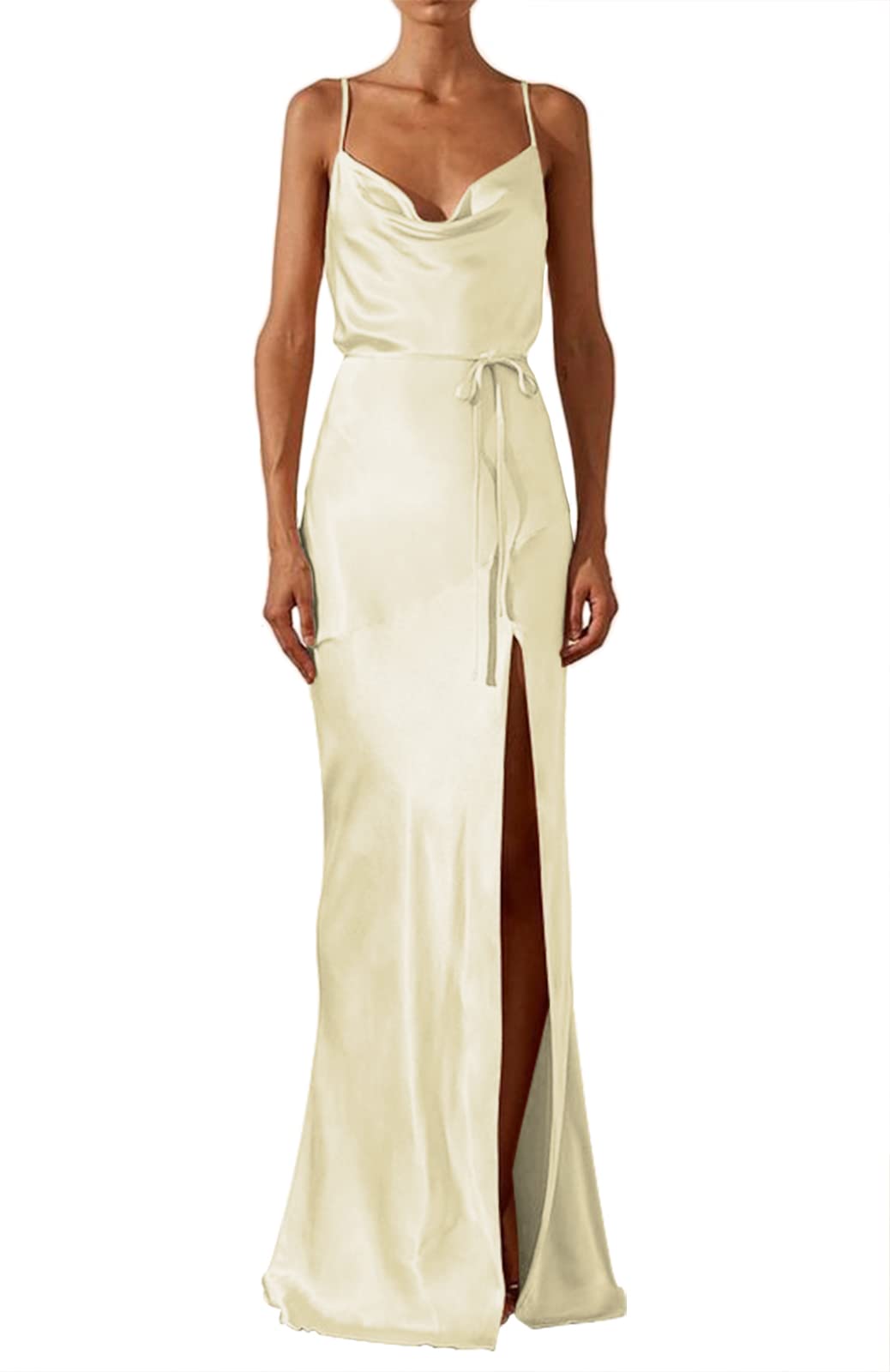 Elegant Satin Bridesmaid Dresses for Wedding Guests - Long Formal Evening Gowns with Side Slit | Perfect for Weddings, Proms & Special Occasions