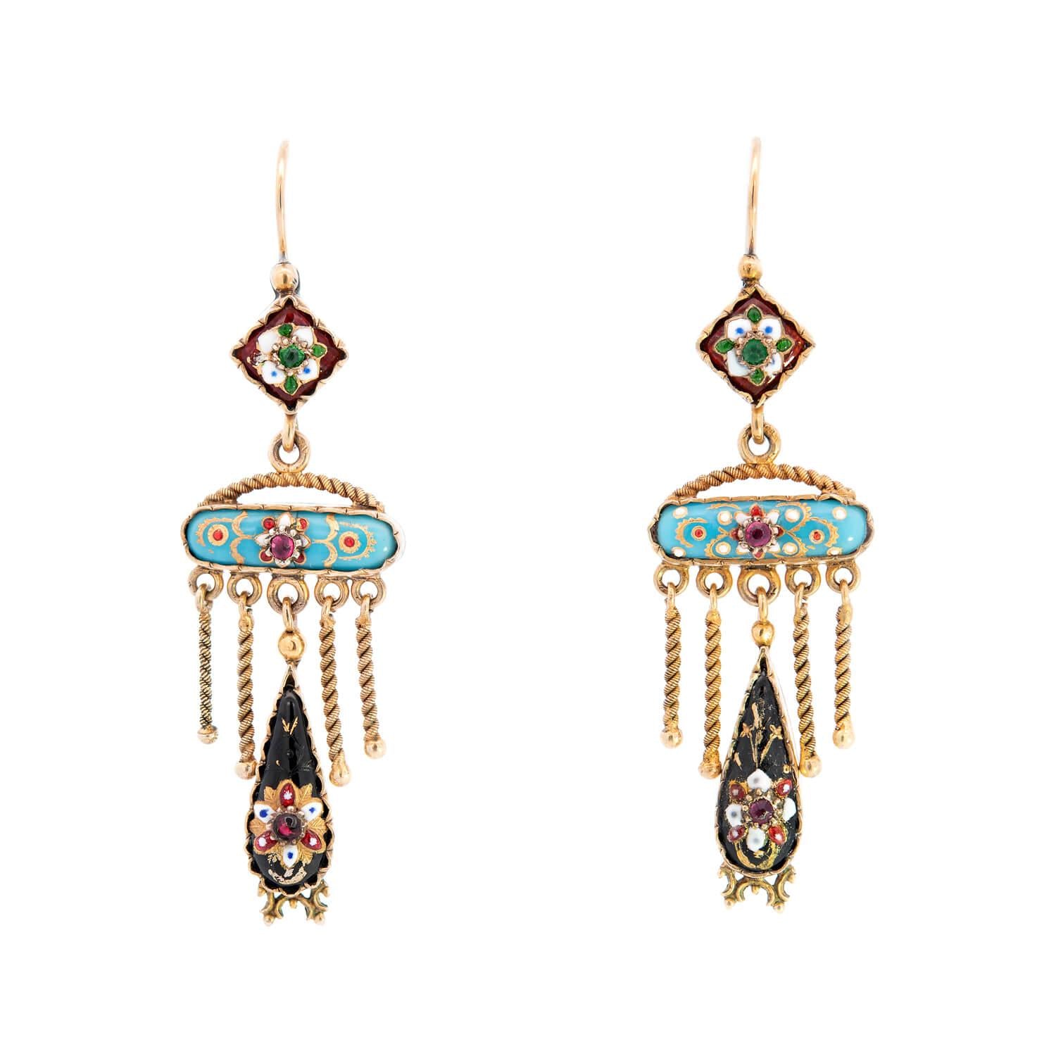 Victorian Gold Filled French Bressan Earrings - Vintage Style Dangle Earrings for Women - Perfect for Weddings, Parties & Special Occasions