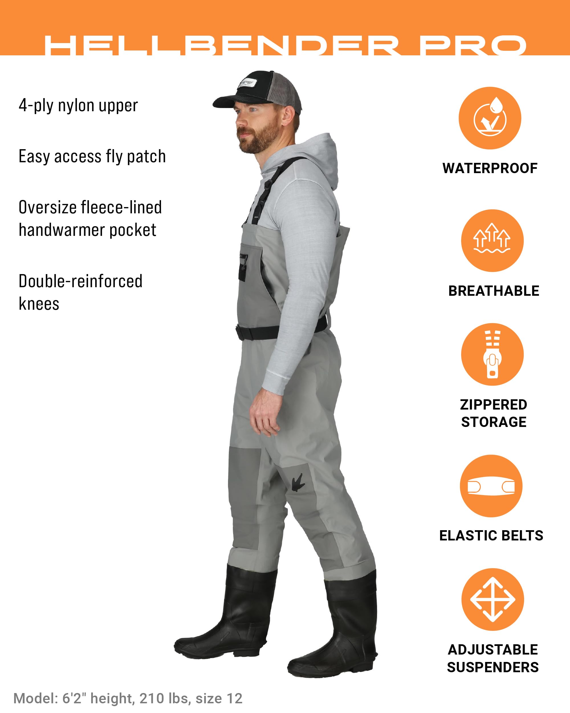 FROGG TOGGS Men's Hellbender Pro Bootfoot Fishing Chest Waders - Waterproof & Durable for Fly Fishing, Hunting & Outdoor Adventures