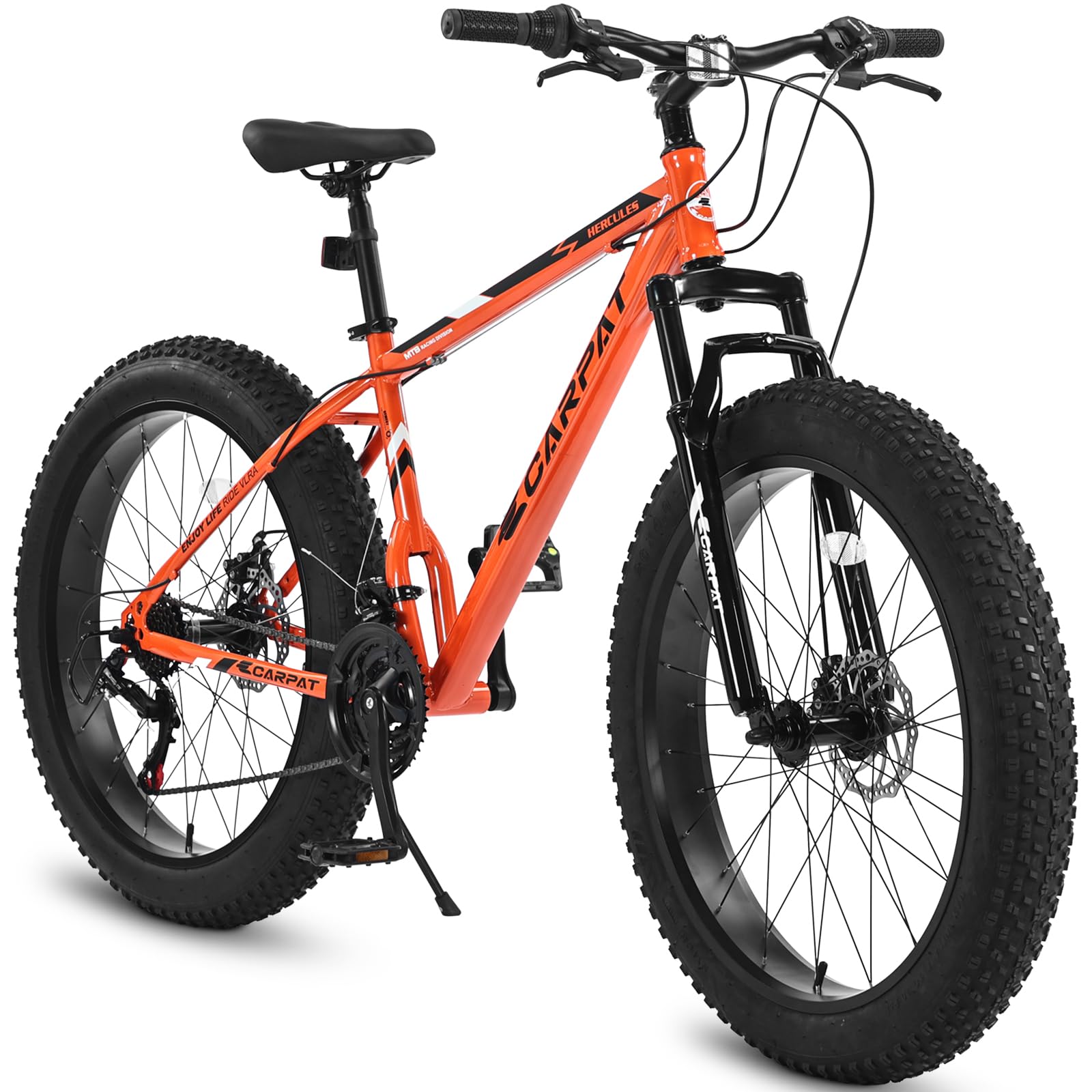 **Ecarpat 20/24/26 Inch Fat Tire Mountain Bike - 21 Speed, Dual Disc Brake, High-Carbon Steel Frame, Front Suspension - Men & Women's All-Terrain, Trail, Urban Commuter & City Bicycle for Adventure & Daily Riding**