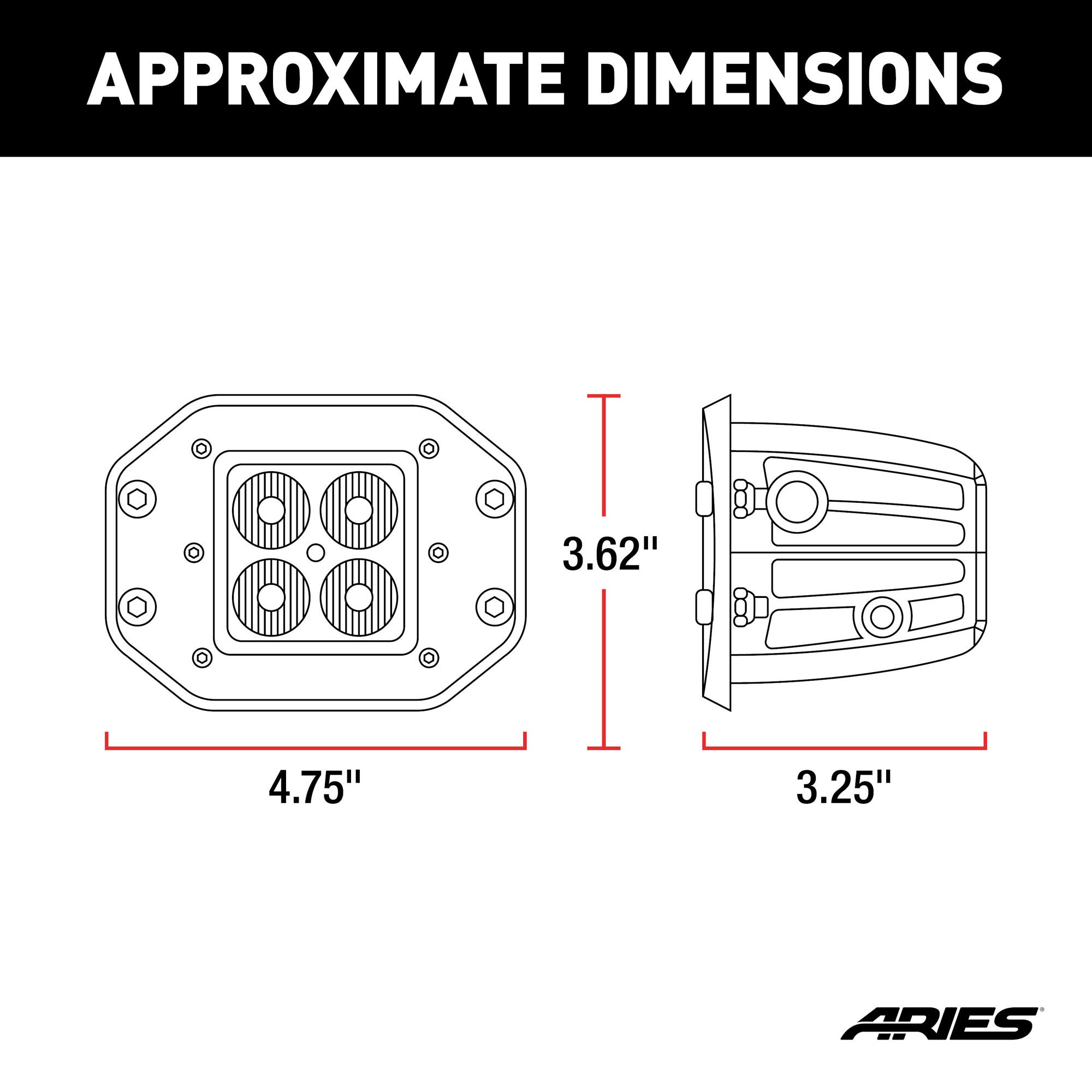 ARIES 1501250 2-Inch Flush-Mount LED Lights - 2,200 Lumens Waterproof Dustproof LED Flood Lights (2-Pack) - Perfect for Marine, RV, Off-Road & Outdoor Lighting