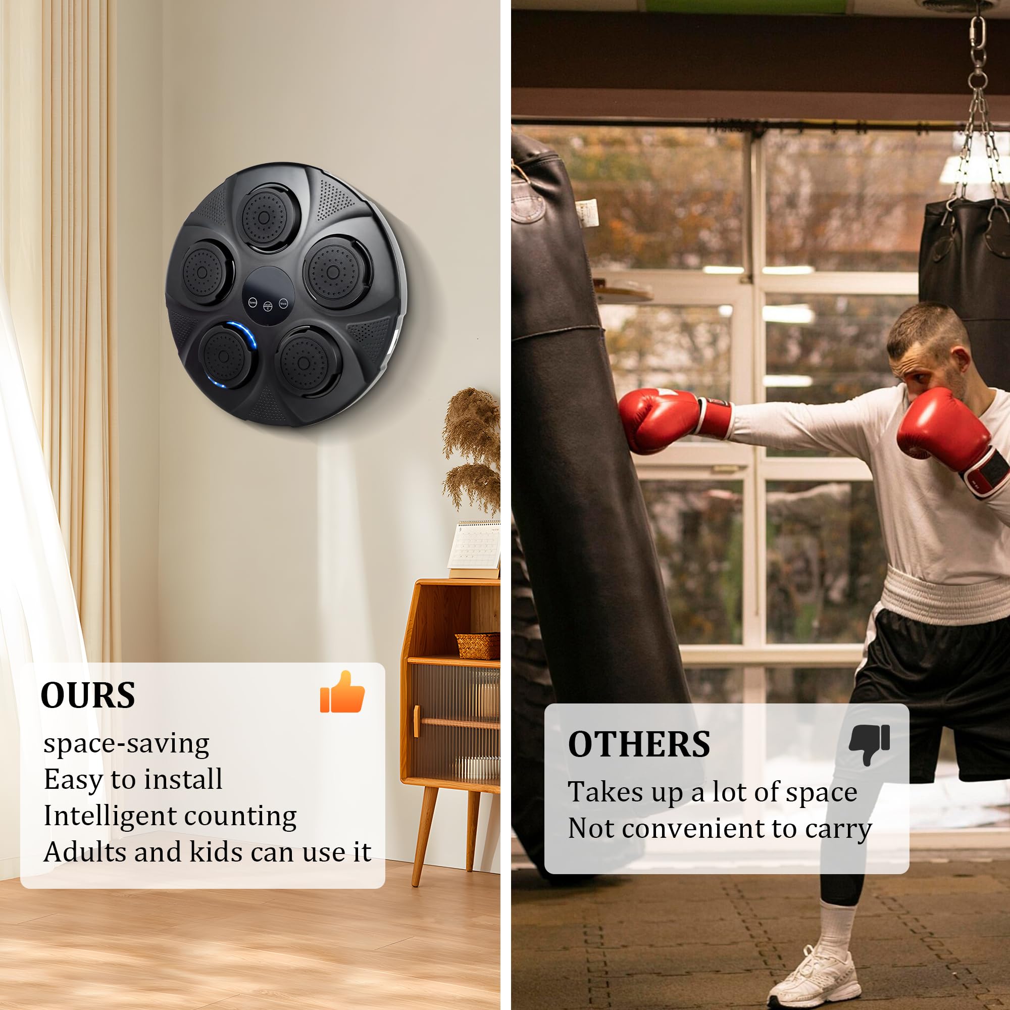 Smart Bluetooth Boxing Machine with LED Lights & Gloves - Multi-Mode Training Equipment for Kids & Adults - Perfect for Home Gym, Fitness Training & Stress Relief