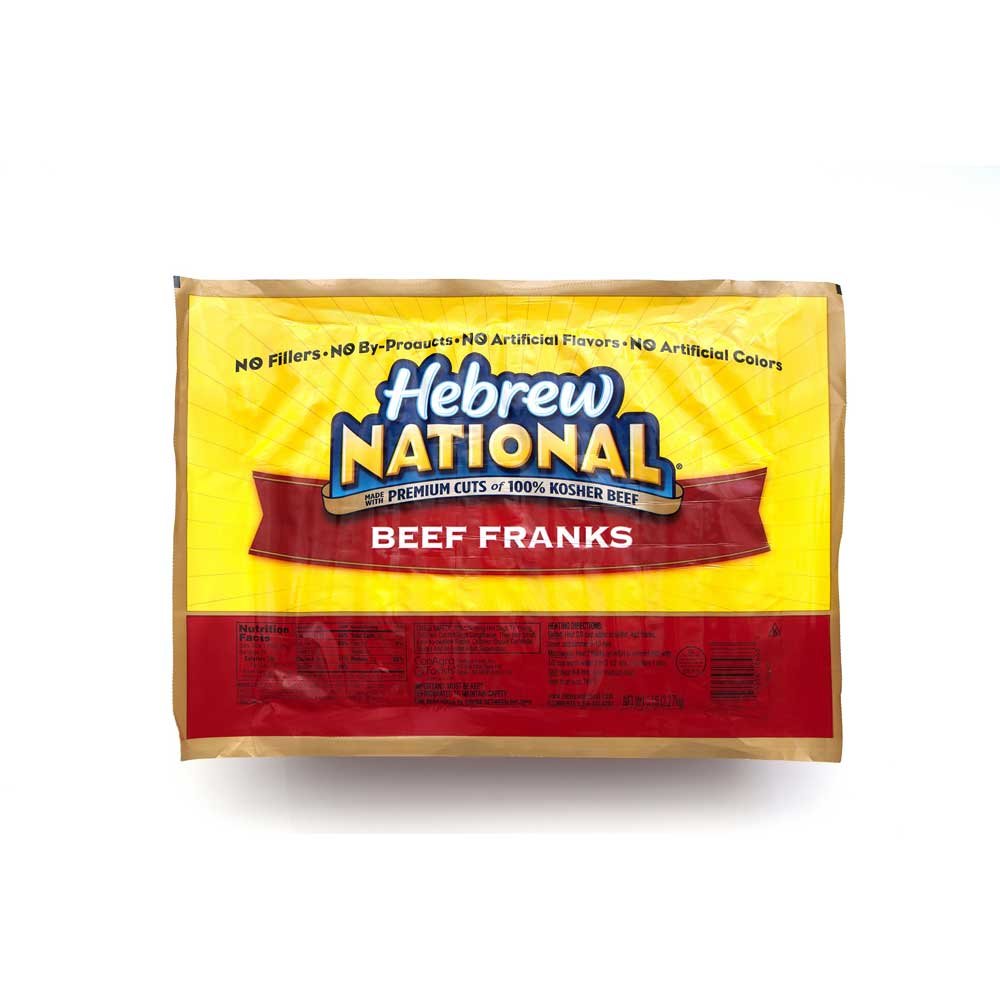 Hebrew National Beef Frank Hot Dogs - 5 Pound Pack (4 per Case) | Kosher, All-Beef, No Fillers | Perfect for BBQs, Picnics, and Family Gatherings
