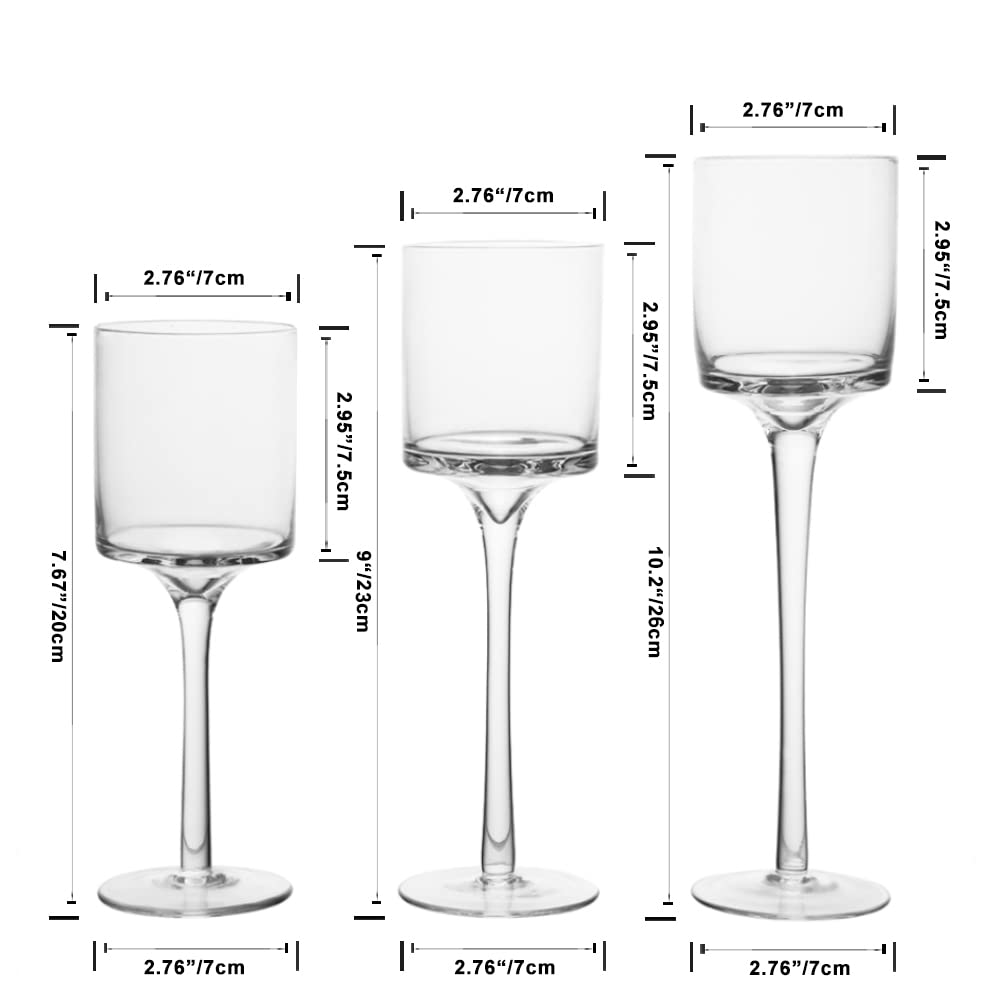 10 Sets (30 Pcs) Elegant Clear Glass Tealight Candle Holders - Tall & High for Candles Under 6cm/2.36