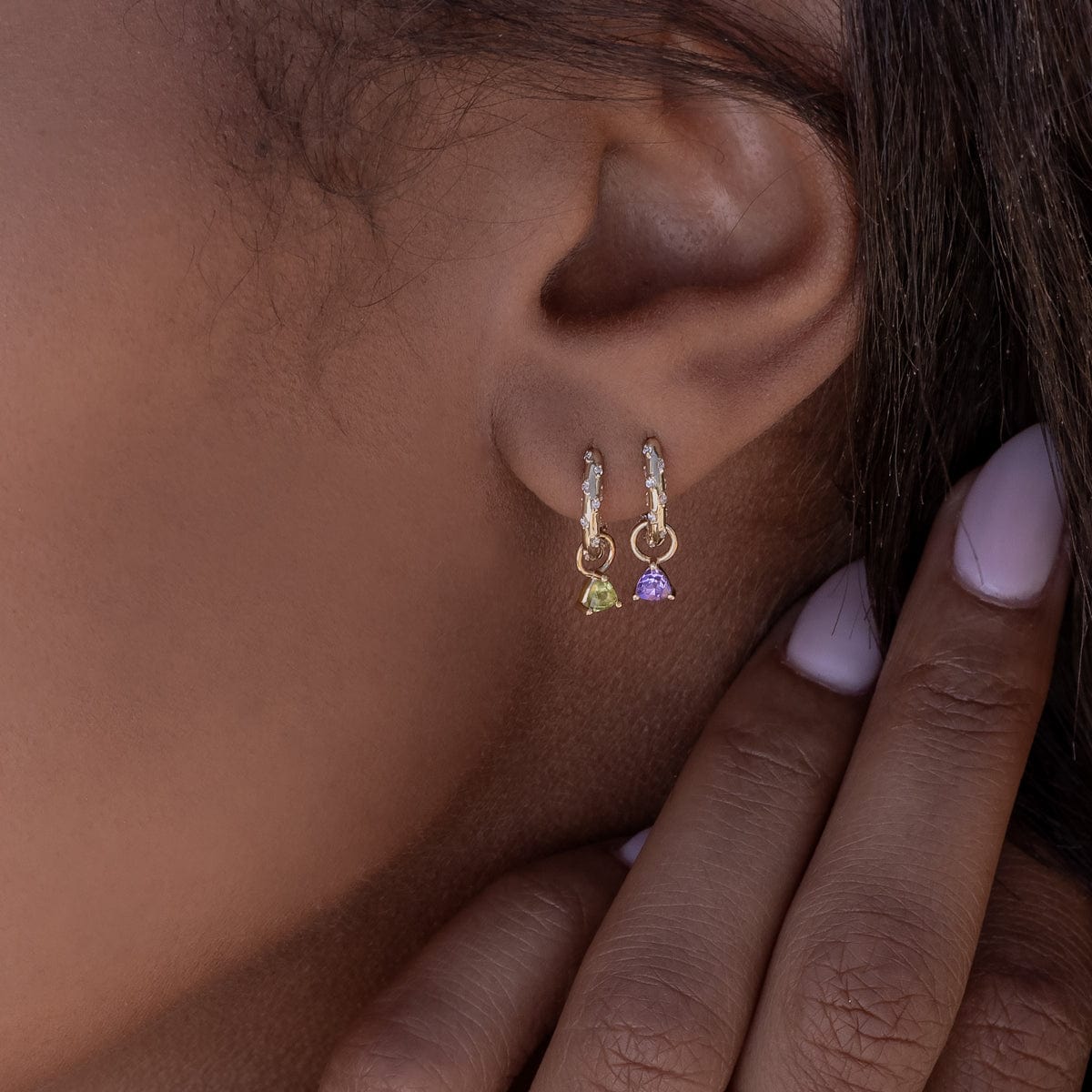 Mini Birthstone Huggie Charms - Dainty Sterling Silver Earrings for Women | Perfect for Everyday Wear, Gifts & Special Occasions