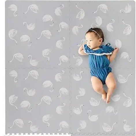 Eco-Friendly Swan Boho Puzzle Play Mat Tiles - Non-Toxic Foam Floor Tiles for Kids Nursery, Playroom & Daycare - Soft, Interlocking & Easy to Clean - Perfect for Baby Crawling, Toddler Play & Learning Activities