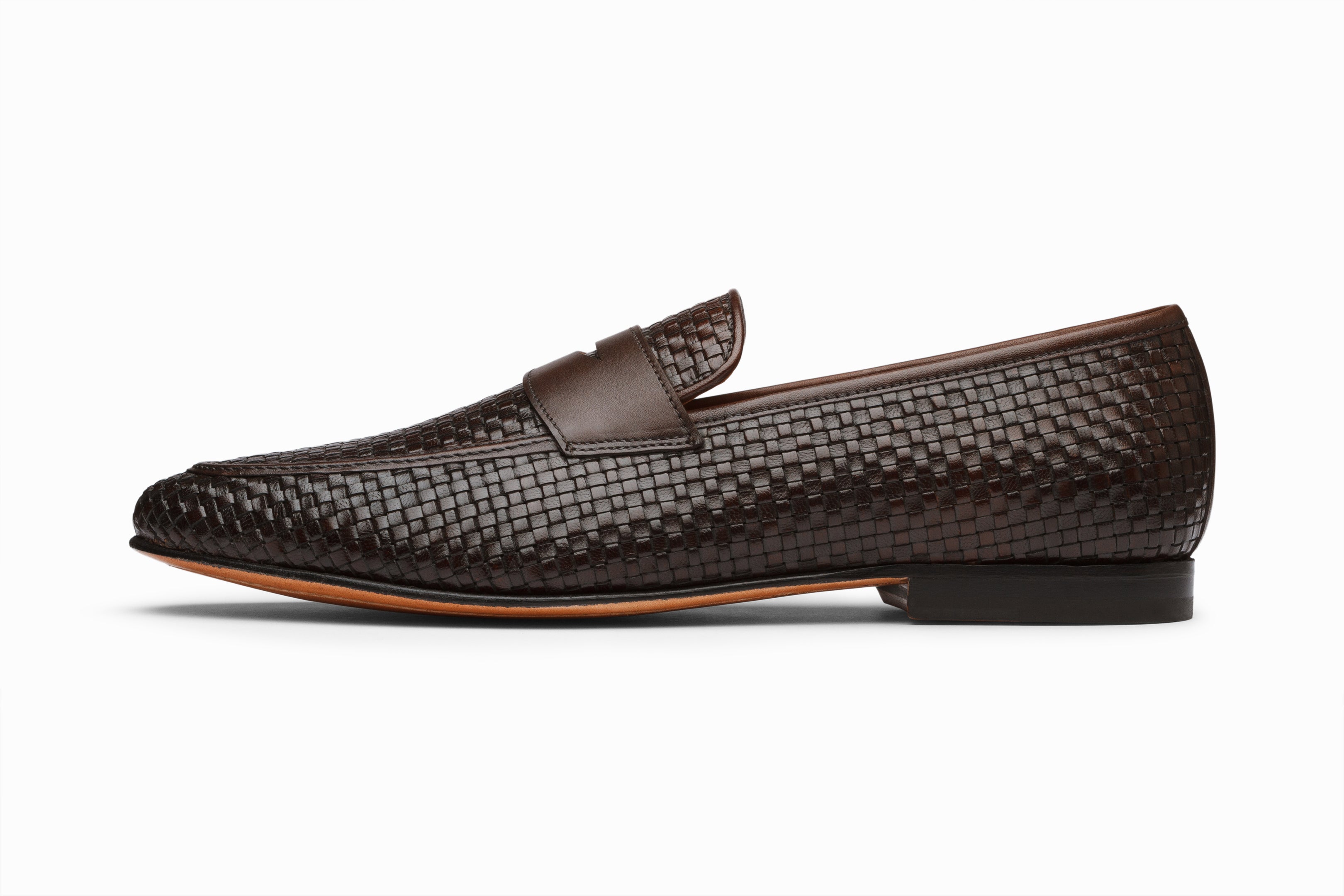 Premium Penny Loafers for Men - Woven Dark Brown Leather Slip-On Shoes | Comfortable & Stylish for Business, Casual & Office Wear
