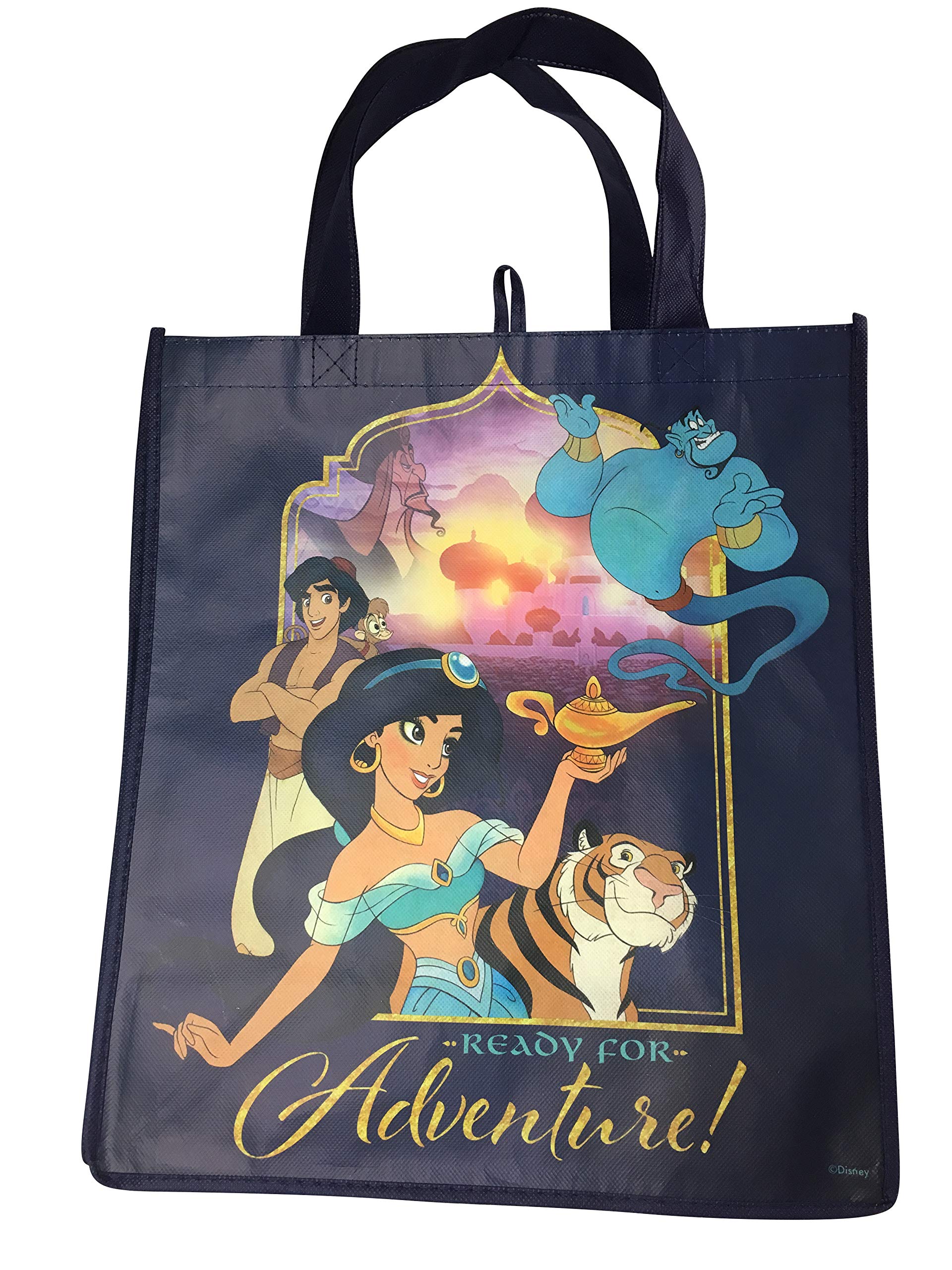Disney's Aladdin Large Reusable Shopping Tote Bag for Groceries, Beach, Travel & Everyday Use - Eco-Friendly Cotton Carryall with Genie Print