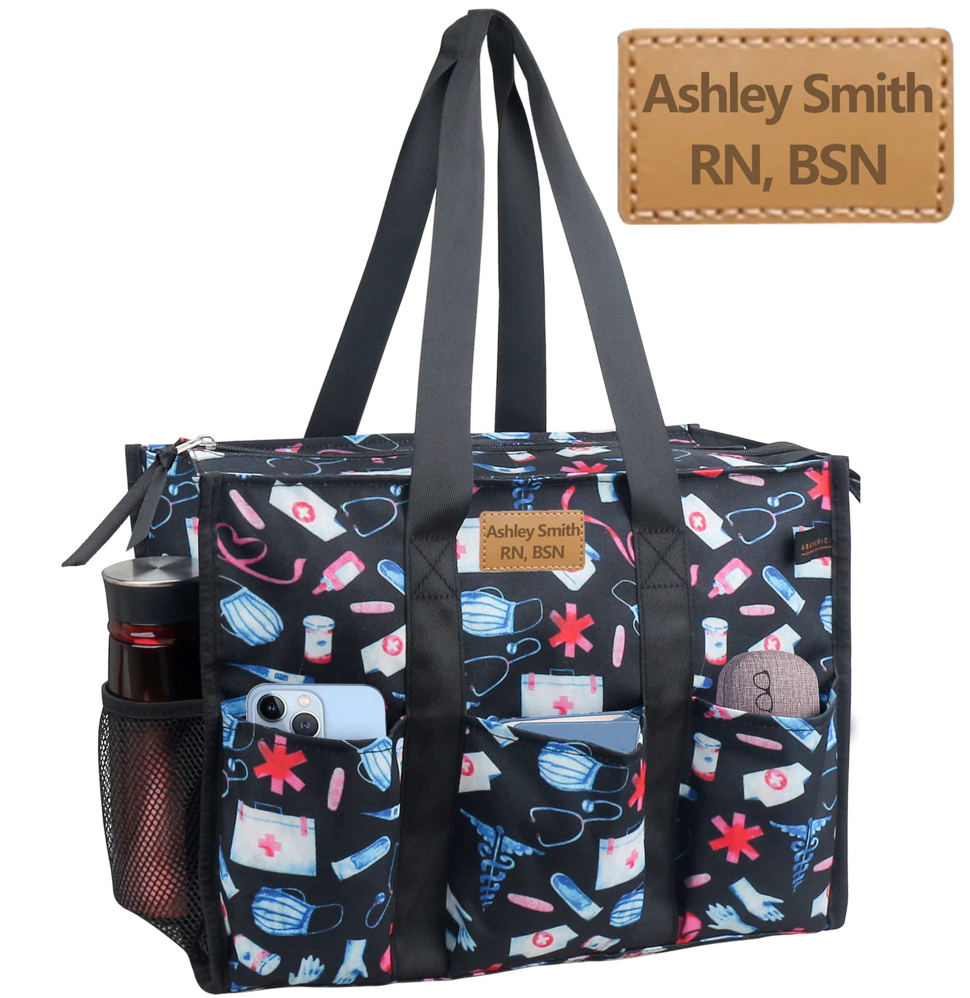 Waterproof Nurse Bag for Work with Multiple Pockets - Large Clinical Organizer with Zip Top for Nursing Students & Home Health Professionals - Perfect for Hospital Shifts, Home Visits & Medical Supplies Storage