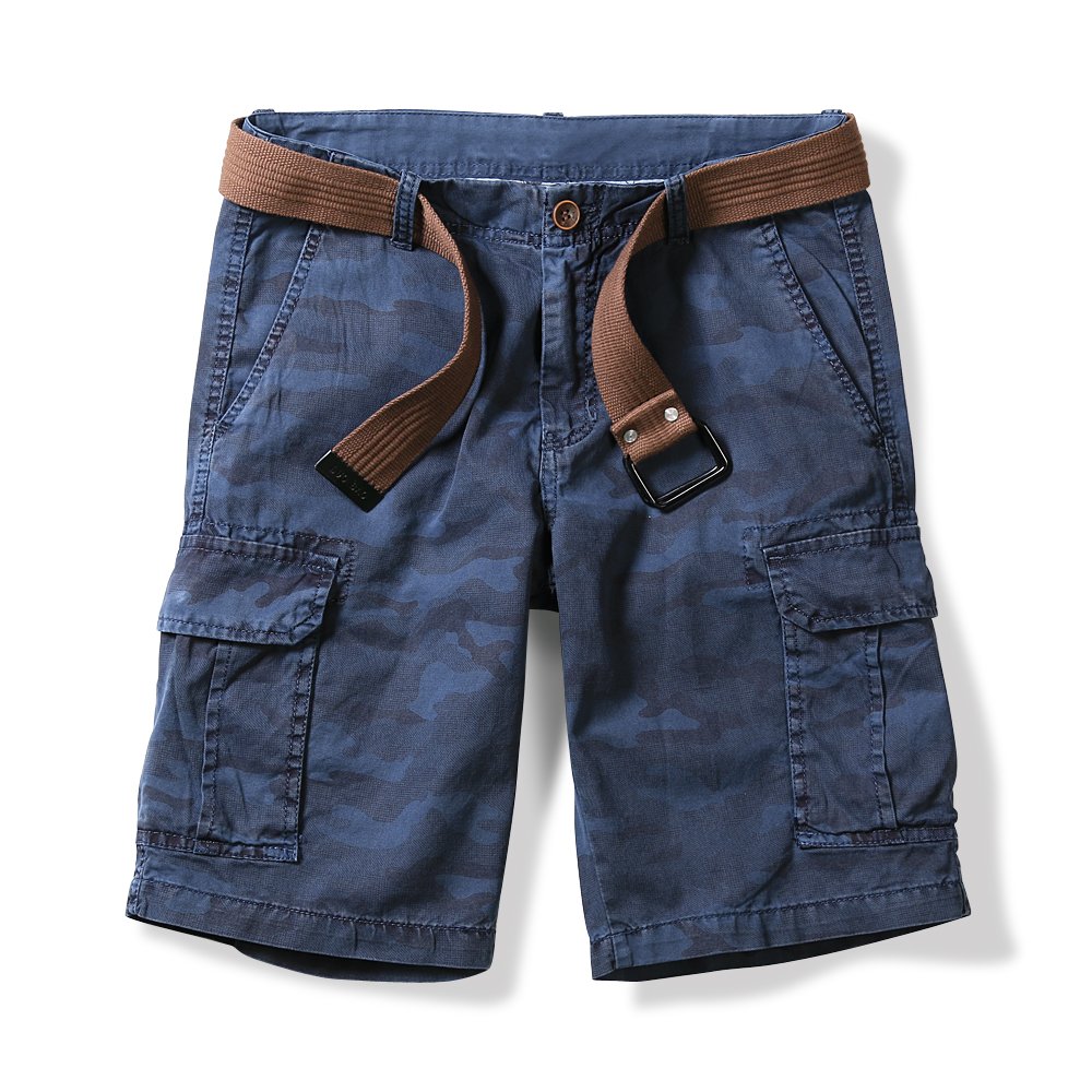 OCHENTA Men's Lightweight Cargo Shorts - Breathable Cotton Casual Shorts with Multiple Pockets | No Belt Needed | Perfect for Outdoor Activities, Travel & Summer Wear