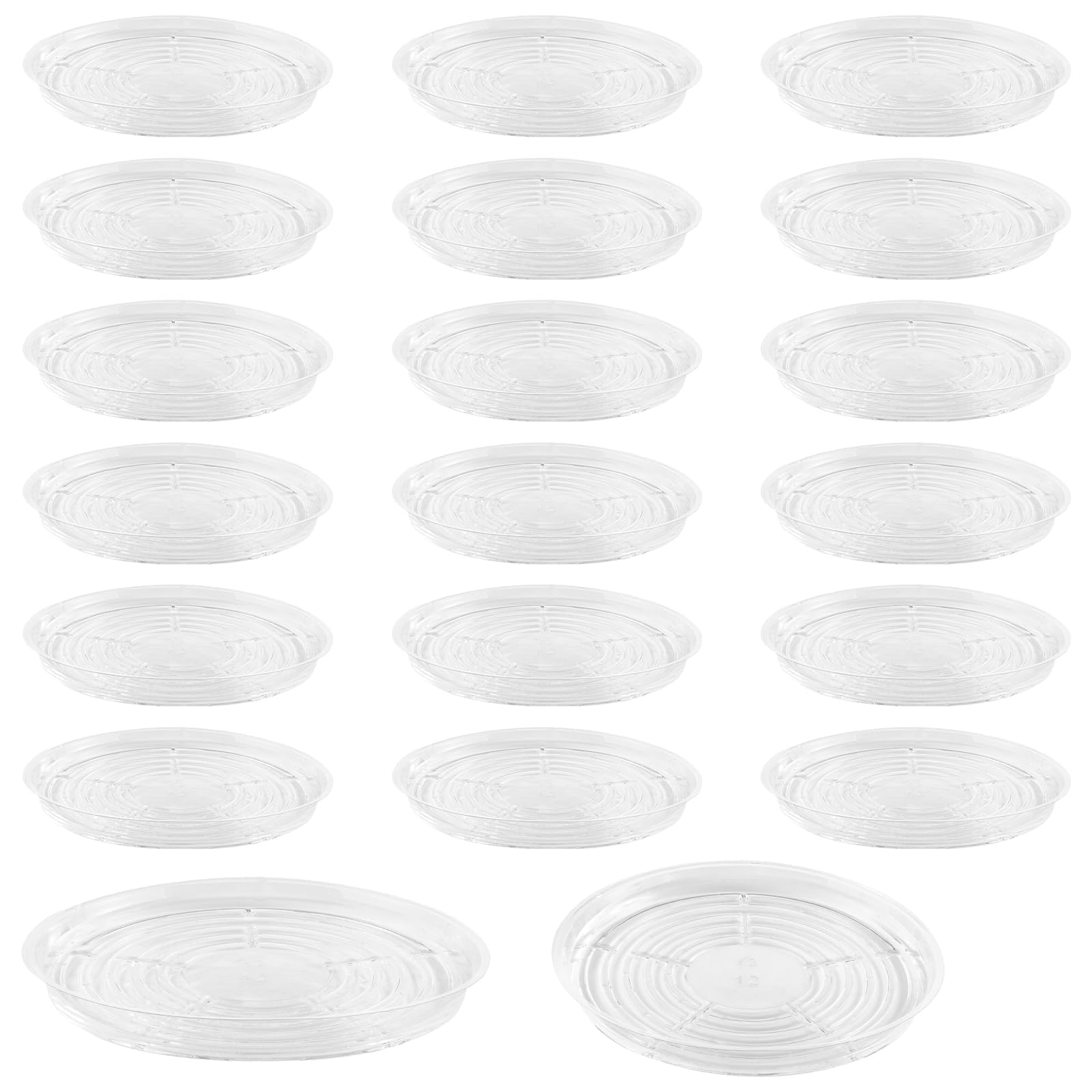 20 Pack 12 Inch Clear Plastic Plant Saucers - Large Drip Trays for Indoor Flower Pots & Planters | Heavy Duty Water Catchers for Potted Plants, Houseplants, Gardening & Home Decor (Bulk Set)