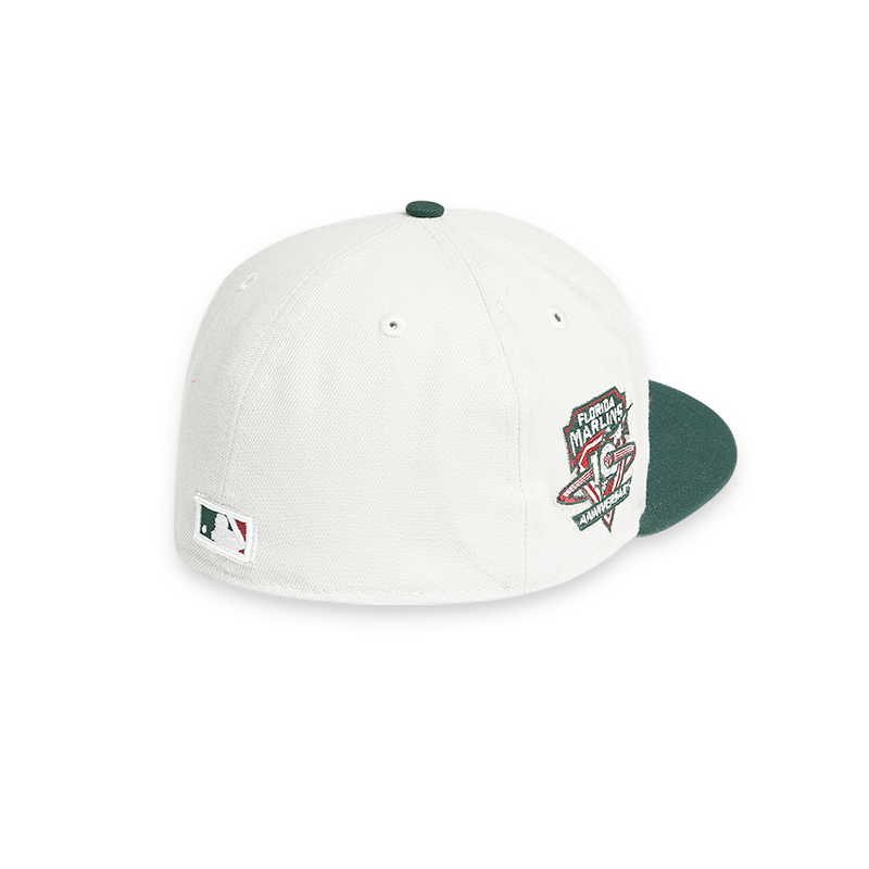 Florida Marlins 10th Anniversary White 59FIFTY Fitted Hat for Men - Official MLB Baseball Cap for Sports Fans & Collectors - Perfect for Games, Gifts, and Casual Wear
