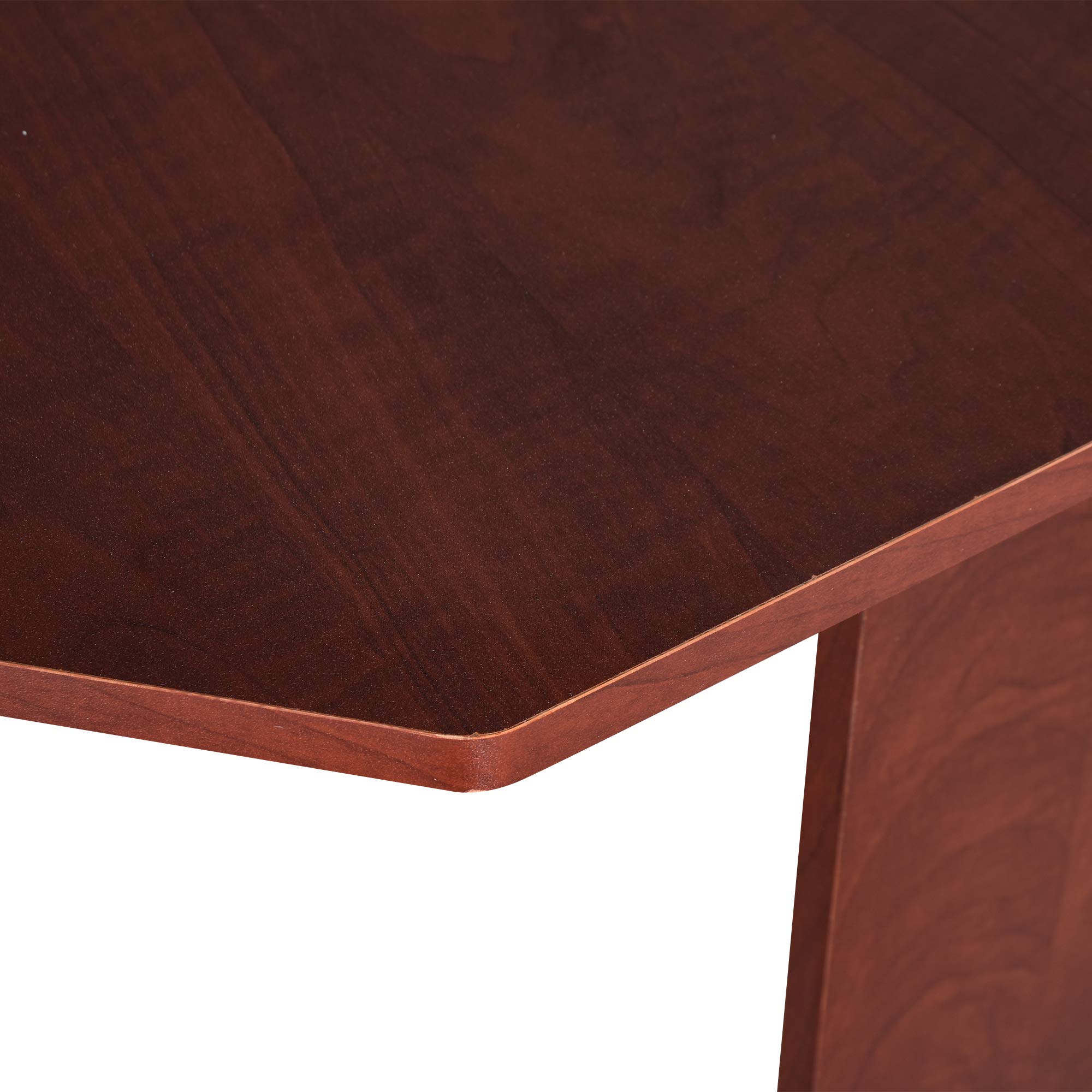 HOMCOM L-Shaped Computer Desk with Printer Cabinet & Storage | Corner Study PC Workstation for Home Office | Cherry Finish | Ideal for Small Spaces & Home Office Organization