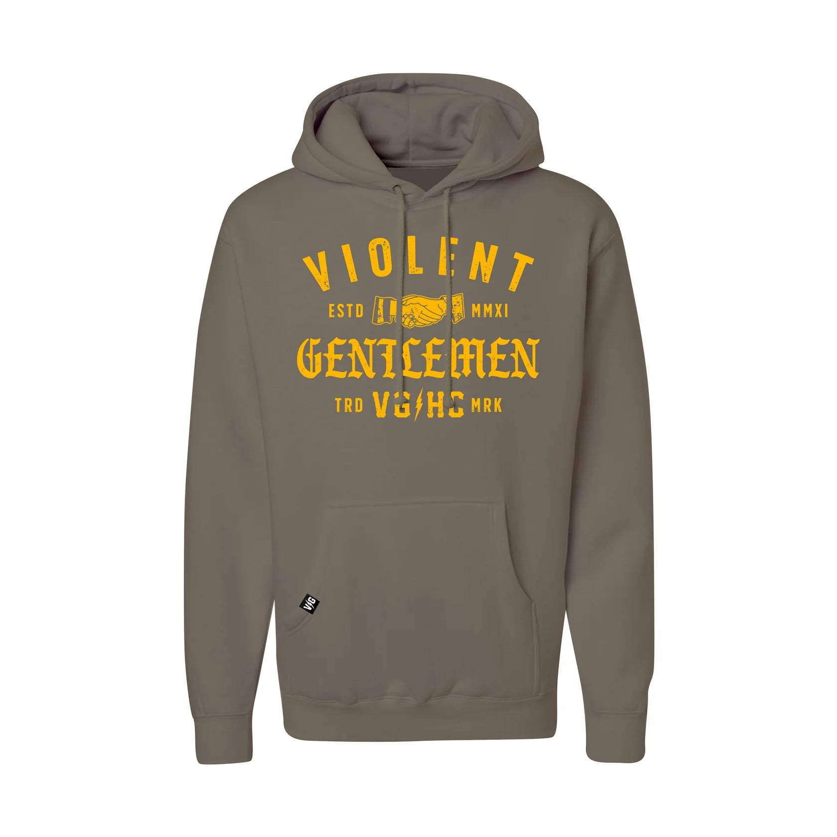 Violent Gentlemen Alliance Pullover Hoodie - Men's Army Green Fleece Sweatshirt for Casual Wear & Street Style