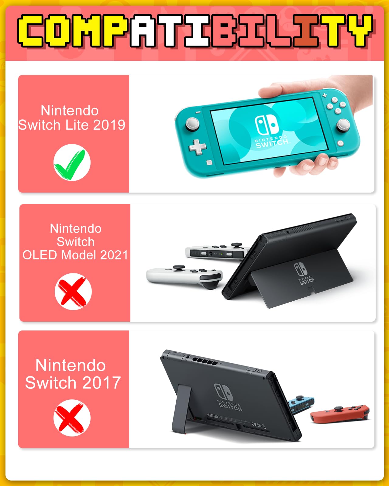 Xinocy 7-in-1 Nintendo Switch Lite Accessories Kit - Travel Carrying Case, Protective Cover, Game Holder, Strap, Stickers & Thumb Caps - Cute Shell Design for Kids & Girls (Red) - Perfect for Gaming On-The-Go & Travel Protection