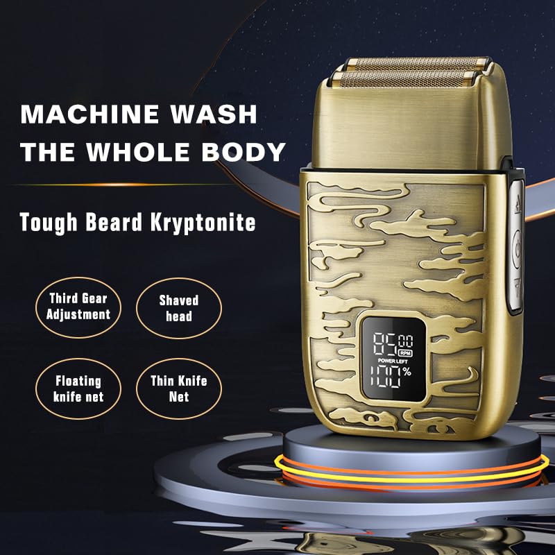 Premium All-Metal Electric Razor for Men with Digital Display - Waterproof Body Shaver & Hair Clipper for Home & Salon Use - Perfect for Travel, Grooming, and Professional Hair Cutting