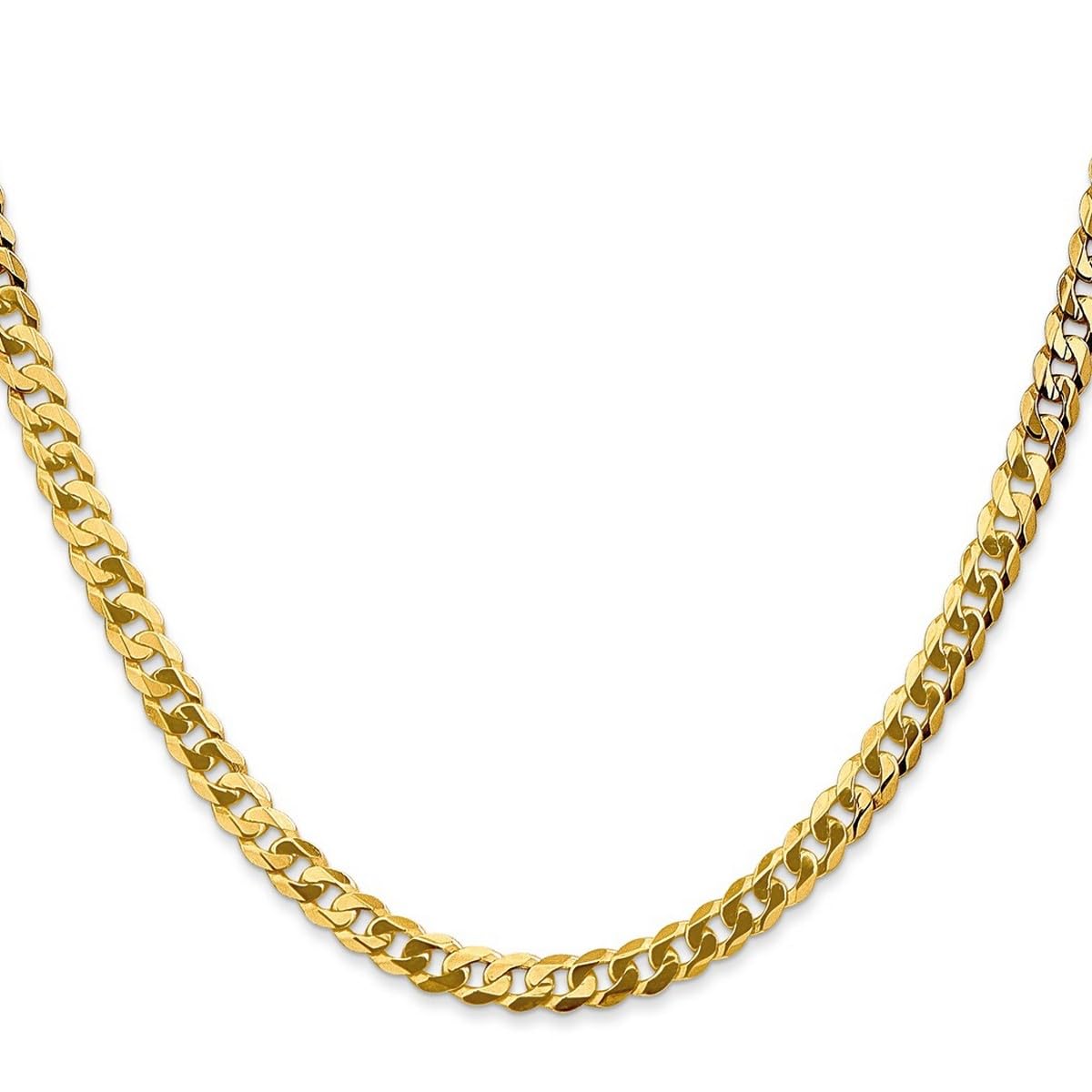 14K Yellow Gold 4.6mm Solid Polished Flat Curb Chain Anklet - 9 Inch Lobster Claw Closure for Women & Men | Elegant Everyday Wear, Beach Jewelry, Gift for Her/Him, Wedding Accessory