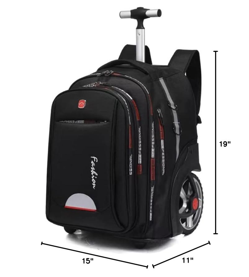 Rolling Backpack for Women & Adults - Large 22 Inch Wheeled Laptop Bag with Wheels, Waterproof Travel Trolley Briefcase Backpack - Perfect for Business Travel, Office Commute & Airplane Carry-On (Black)