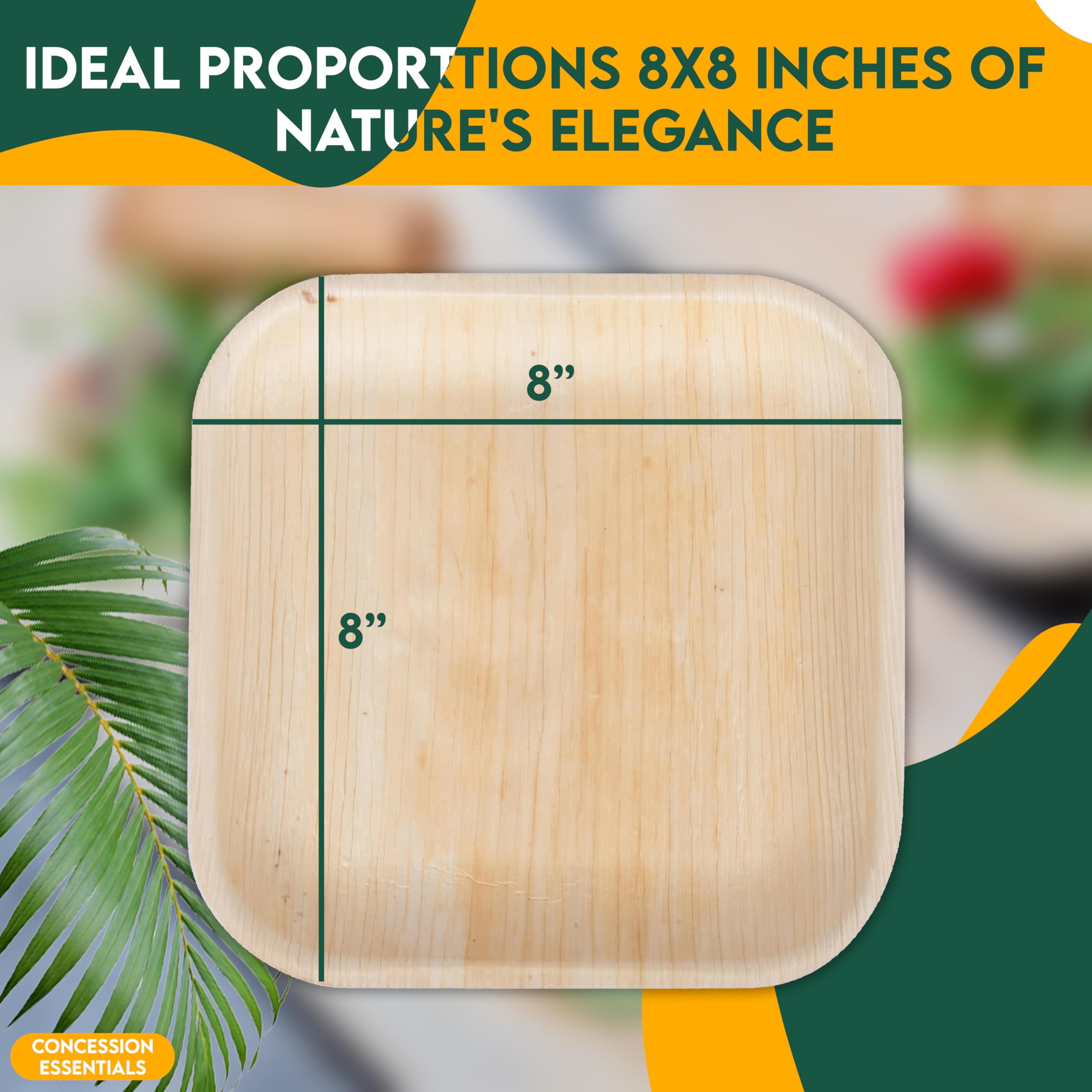Eco-Friendly 230-Piece Party Dinnerware Set - 50 Palm Leaf Plates, 60 Wood Forks, 60 Knives, 60 Spoons | 6