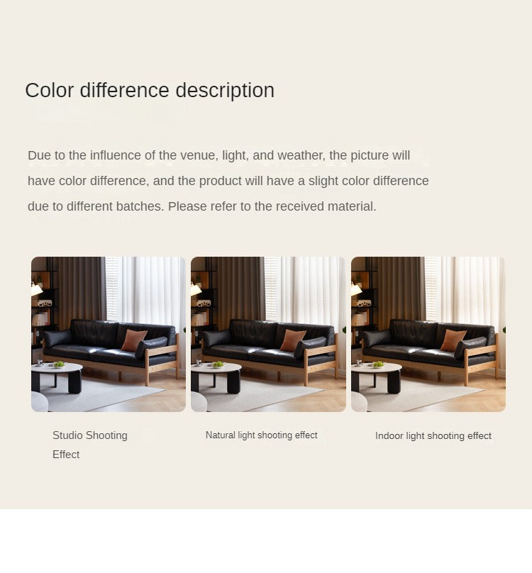 Premium Oak Solid Wood Modern Leather Sofa - Luxury Comfort for Living Room, Office & Lounge Areas