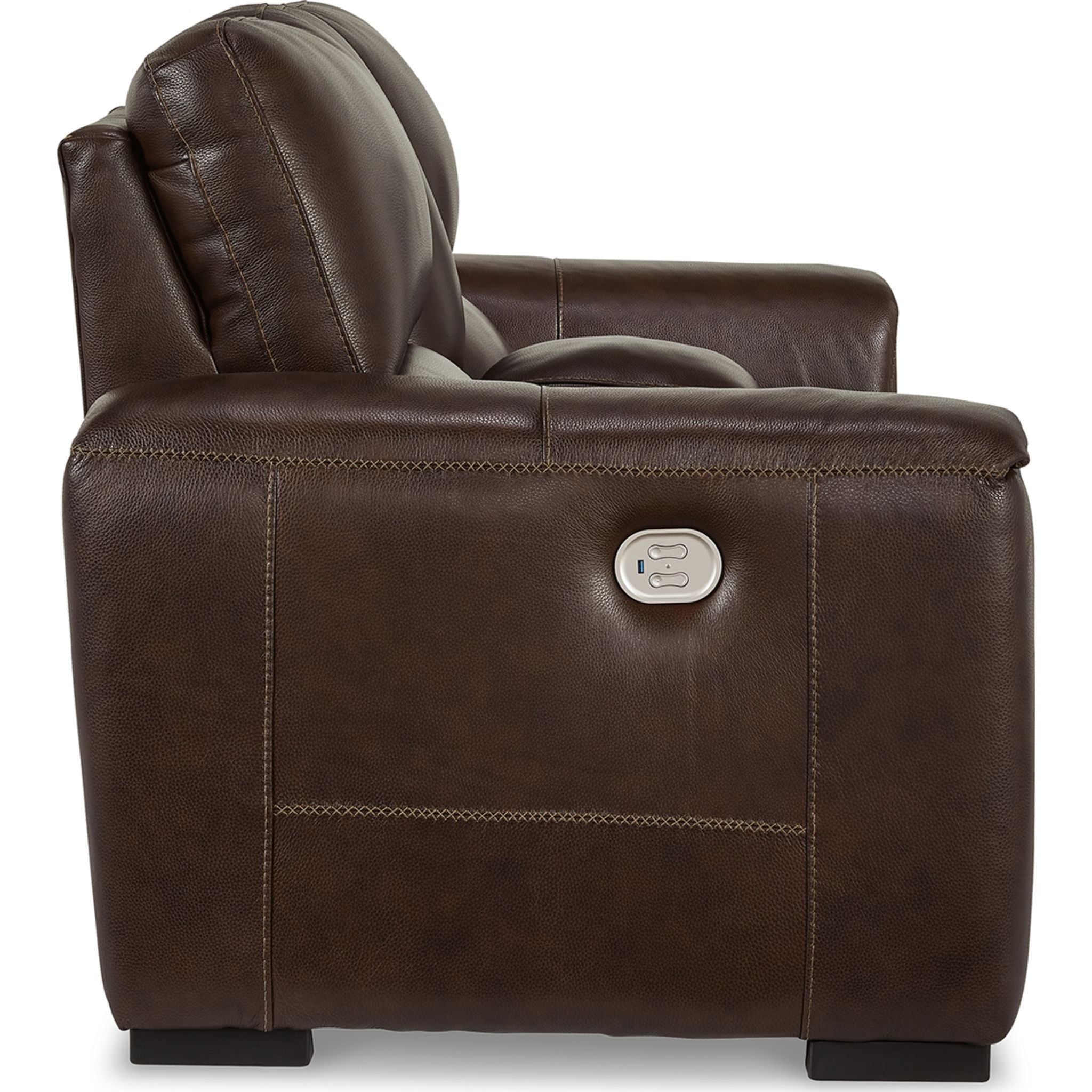 Alessandro Power Reclining Loveseat with Console in Walnut Finish - Modern Reclining Sofa for Living Room, Home Theater & Relaxation
