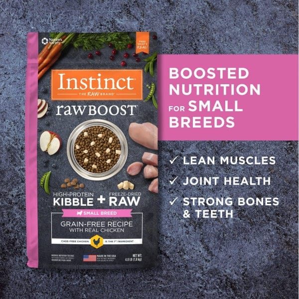 Instinct Raw Boost Real Chicken Recipe Small Breed Dry Dog Food - 4lb Bag | High Protein Grain-Free Kibble for Small Dogs | Perfect for Active Pets & Training Treats