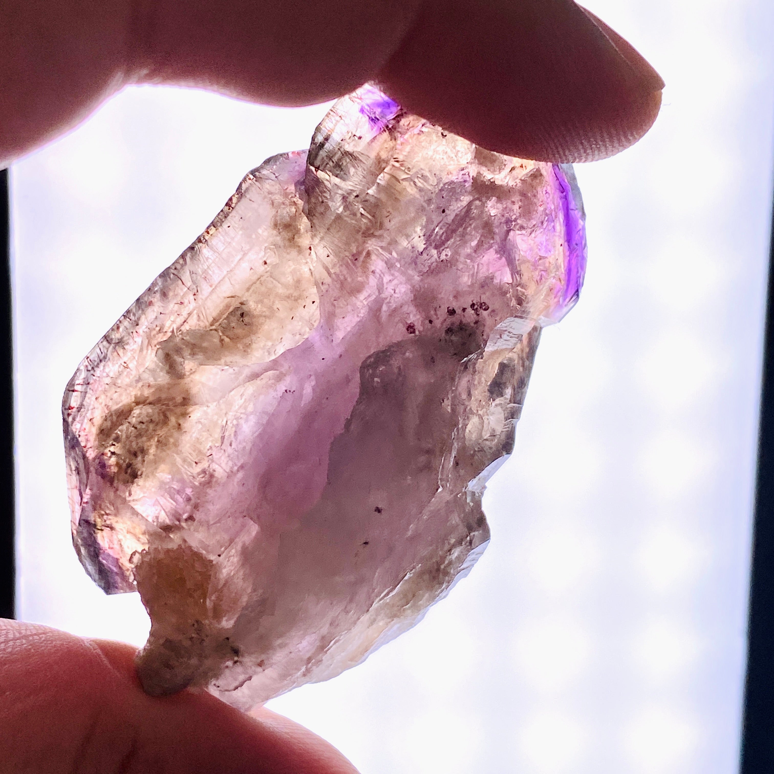 Natural Smokey Amethyst Elestial Crystal with Unique Inclusions (Similar to Super Seven & Brandberg) - CR3730 for Meditation, Energy Healing & Spiritual Growth