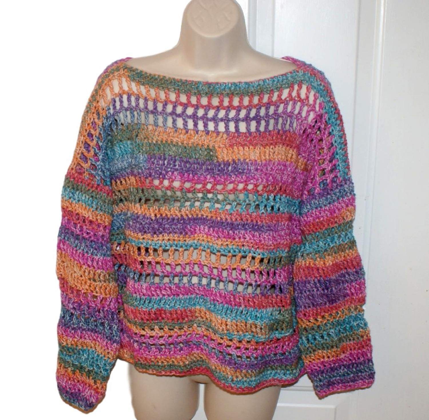 Crochet Long Sleeve Sweater for Women - Plus Size Pullover Jumper Top | Boho Chic Knitwear for Fall & Winter | Perfect for Casual Outings, Office Wear & Cozy Home Outfits