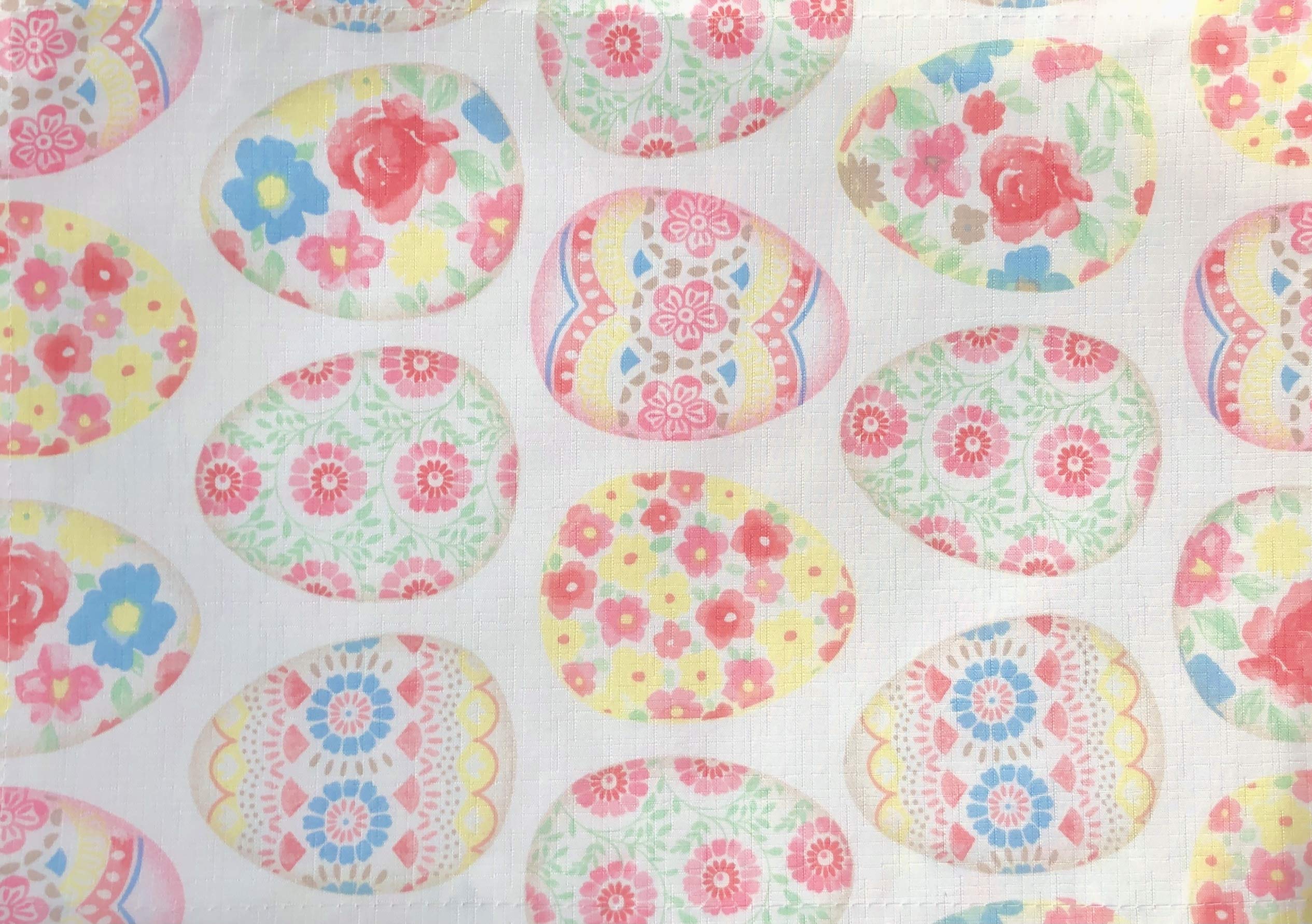 Easter Egg Decorated Round Tablecloth - 70 Inch Easter Fabric Table Cover for Holiday Dining Decor, Spring Parties & Festive Home Celebration