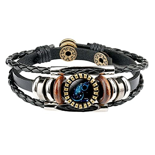 Leather Charm Bracelets for Men & Women - Adjustable Fashion Bracelet with 12 Charms, Trendy String Bracelet Accessories - Perfect for Gifts, Parties, and Everyday Wear (One Size, K)