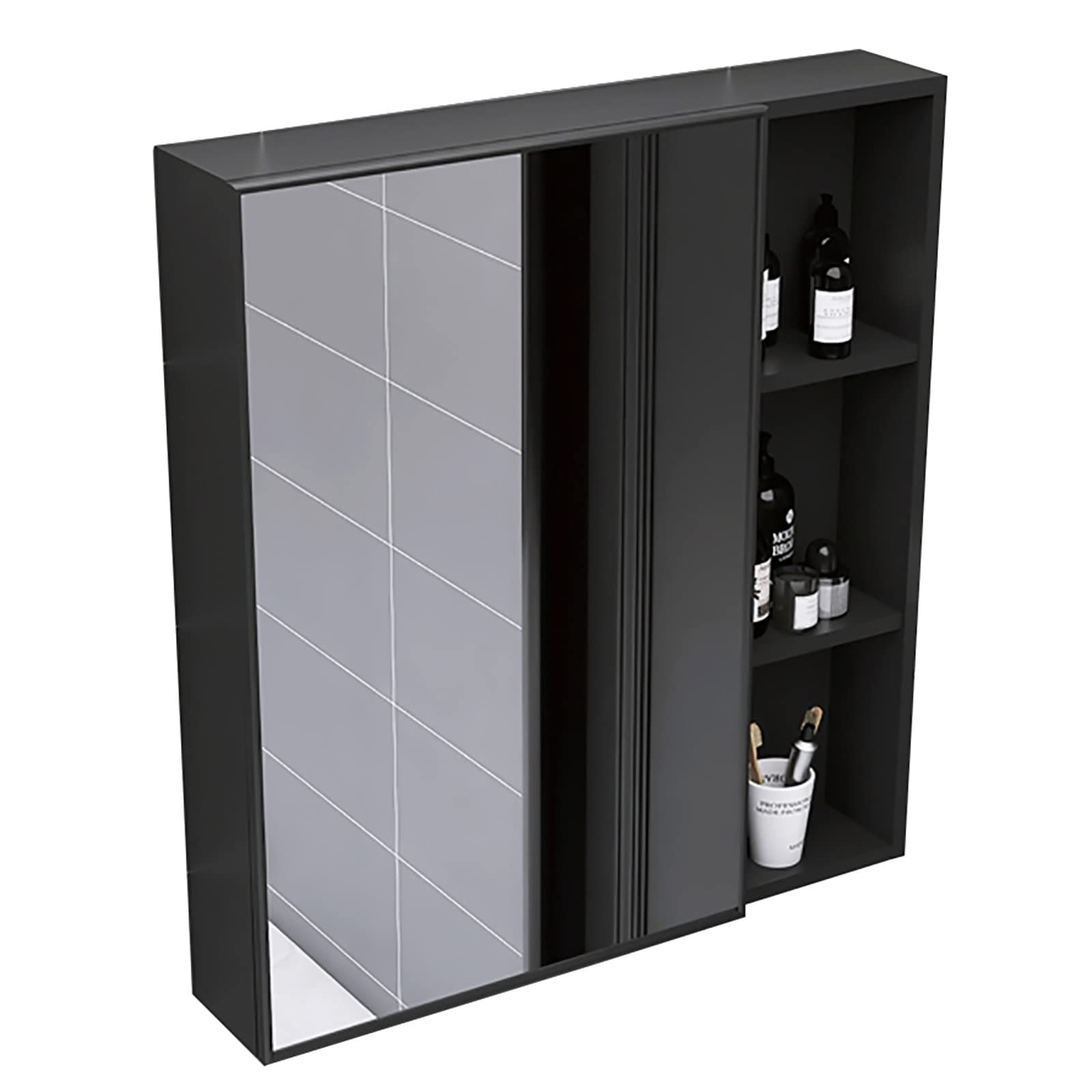 Modern Wall Mount Bathroom Mirror Medicine Cabinet - Aluminum Hanging Storage with Mirror Door - 21.6 x 25.5 x 4.3 Inches (Blue/Black/White) - Perfect for Small Bathrooms, Vanities & Space-Saving Storage Solutions