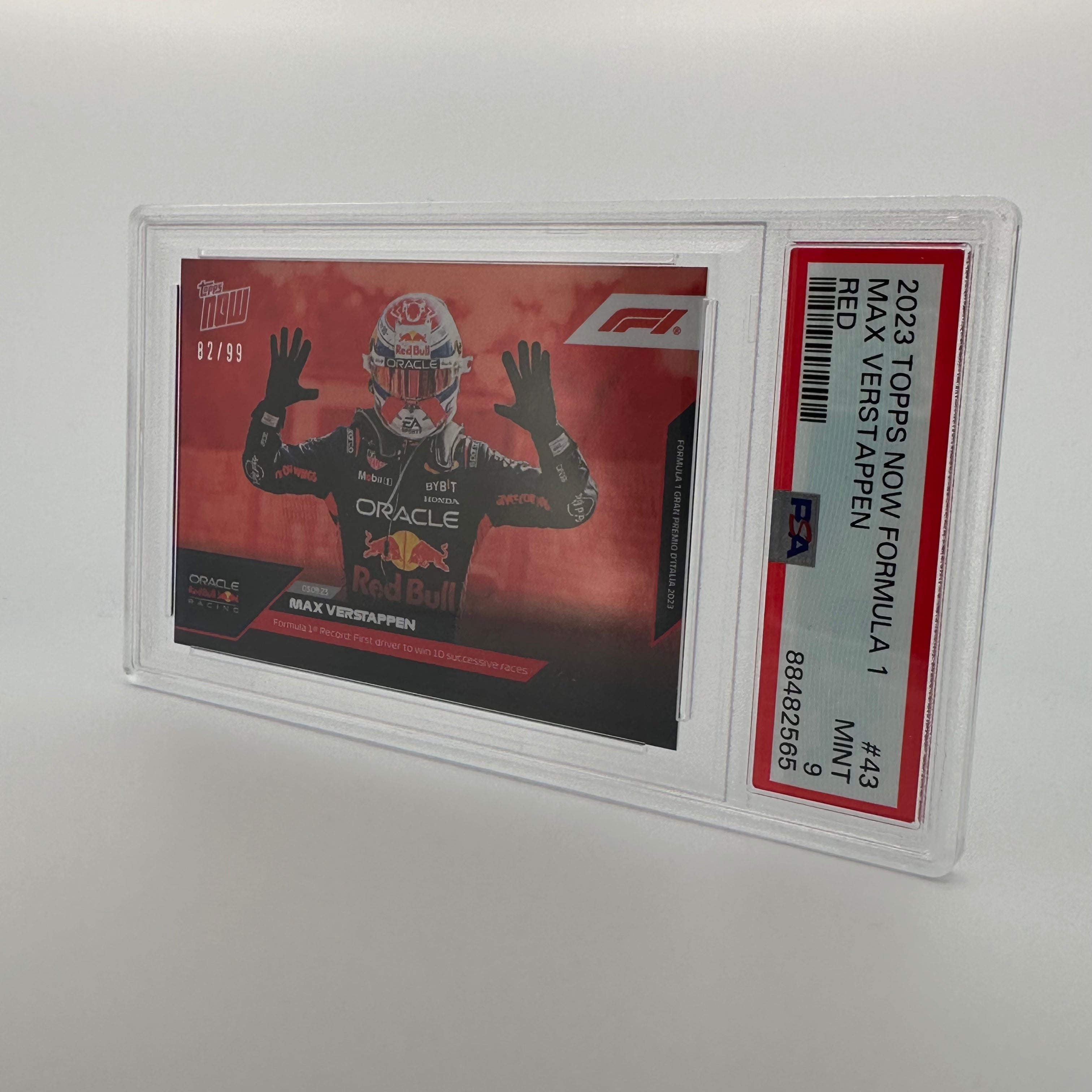 2023 Topps Now Max Verstappen #43 Red PSA 9 82/99 - Rare Racing Collectible for F1 Fans & Sports Memorabilia Enthusiasts