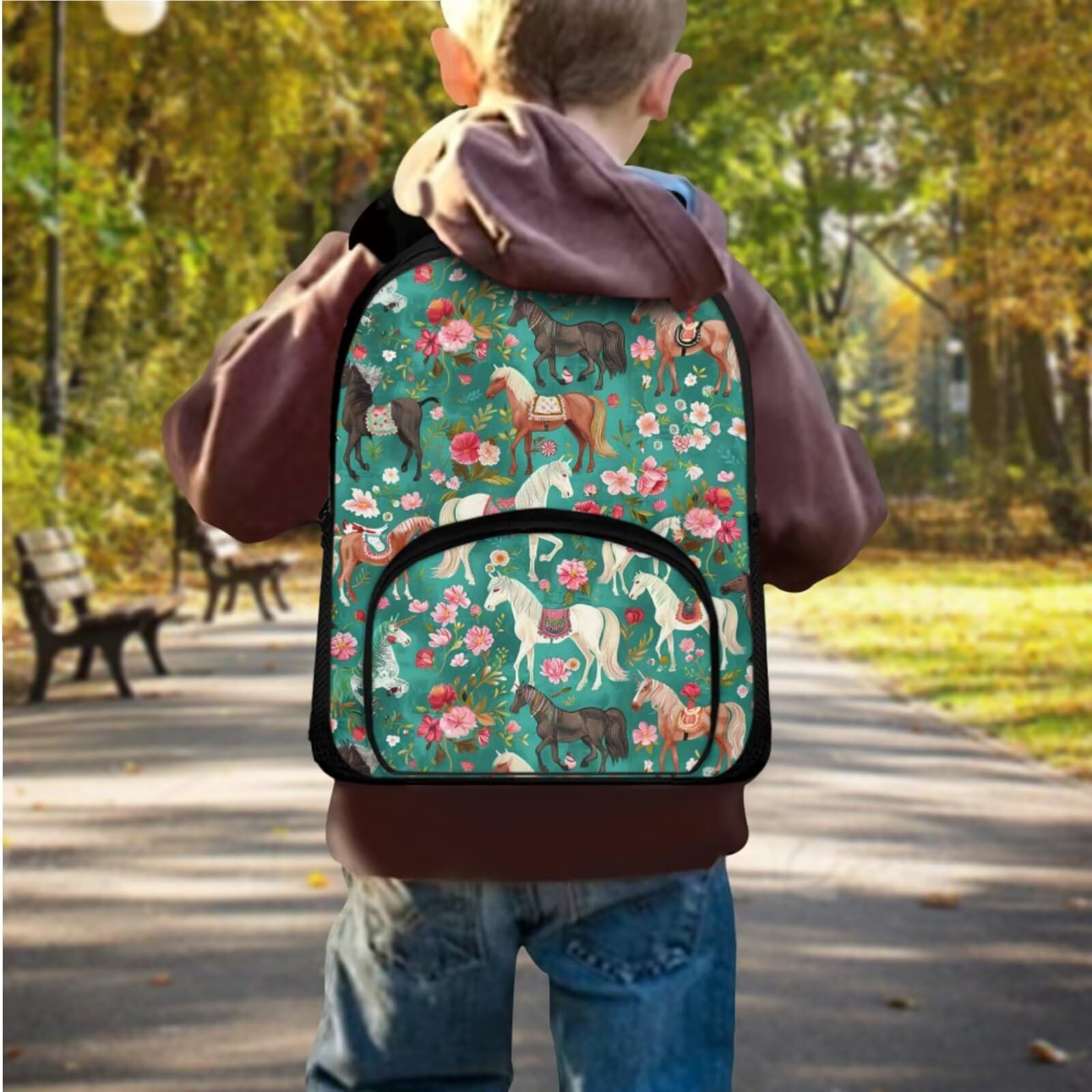 **Flower Print Kids Backpack Set - 3-in-1 Lightweight Toddler Girl Backpack, Lunch Box & Travel Bag for School, Daycare & Outdoor Adventures**