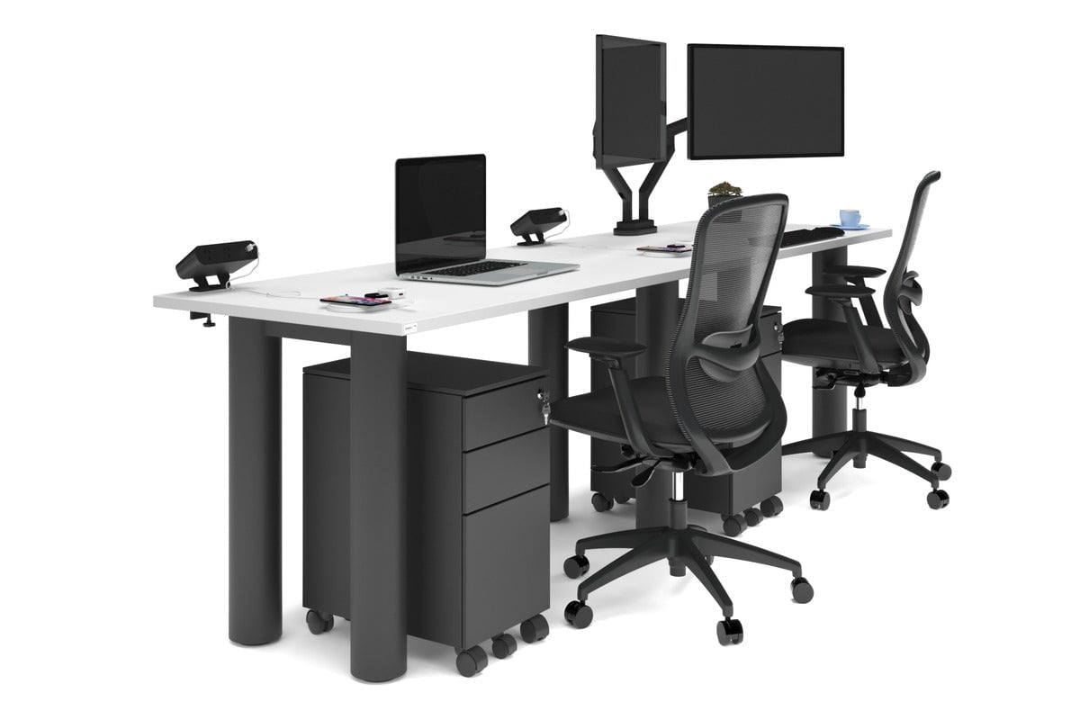 Quadro Cylinder Leg 2 Person Office Workstation Desk - 1200L x 700W - Modern Collaborative Workspace Solution for Home & Business Offices
