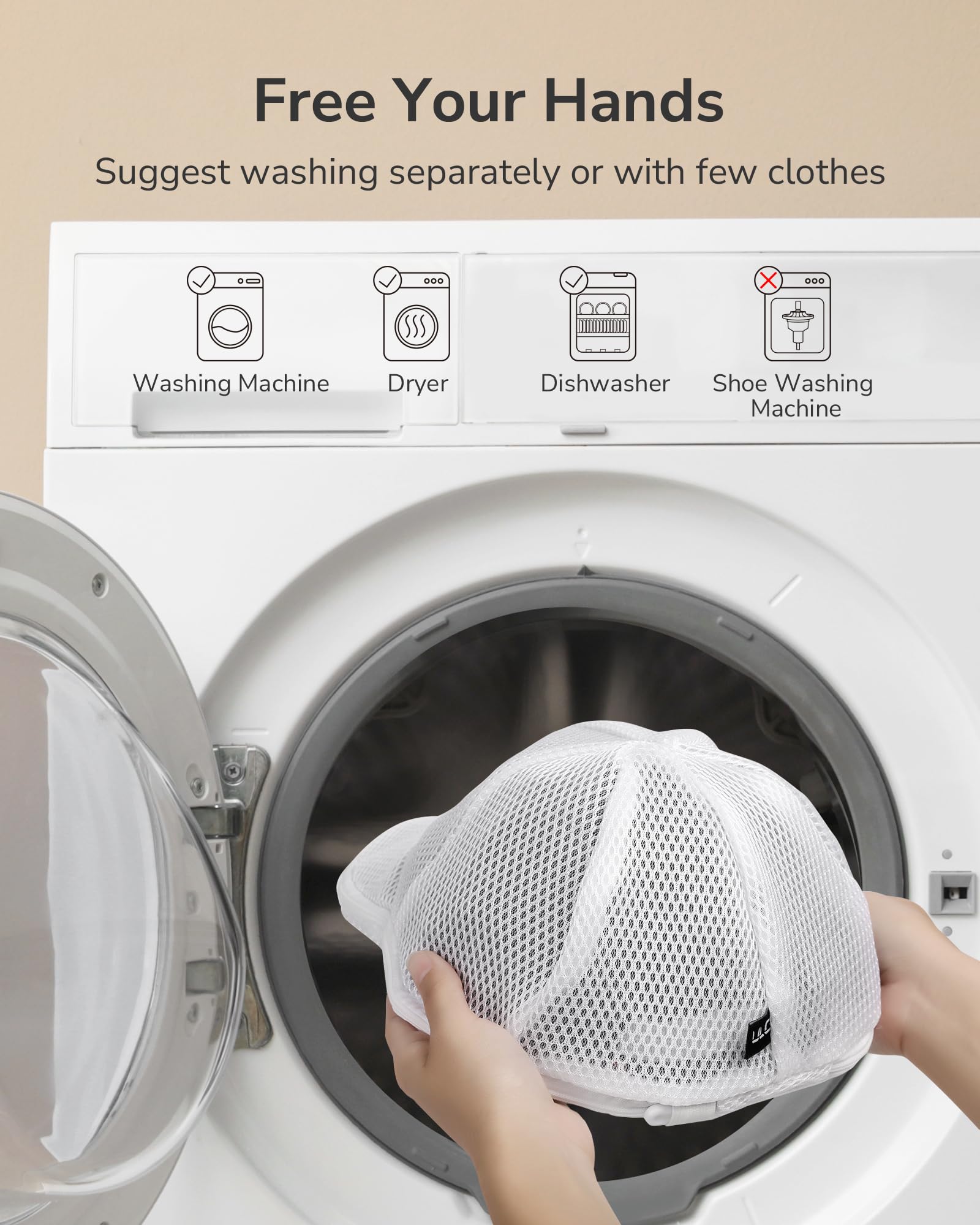 ULG Baseball Cap Hat Washer for Washing Machine - 3 Pack Hat Cleaner & Organizer for Dishwasher Safe Caps - Washing Hat Rack Holder for Sports, Outdoor & Casual Wear