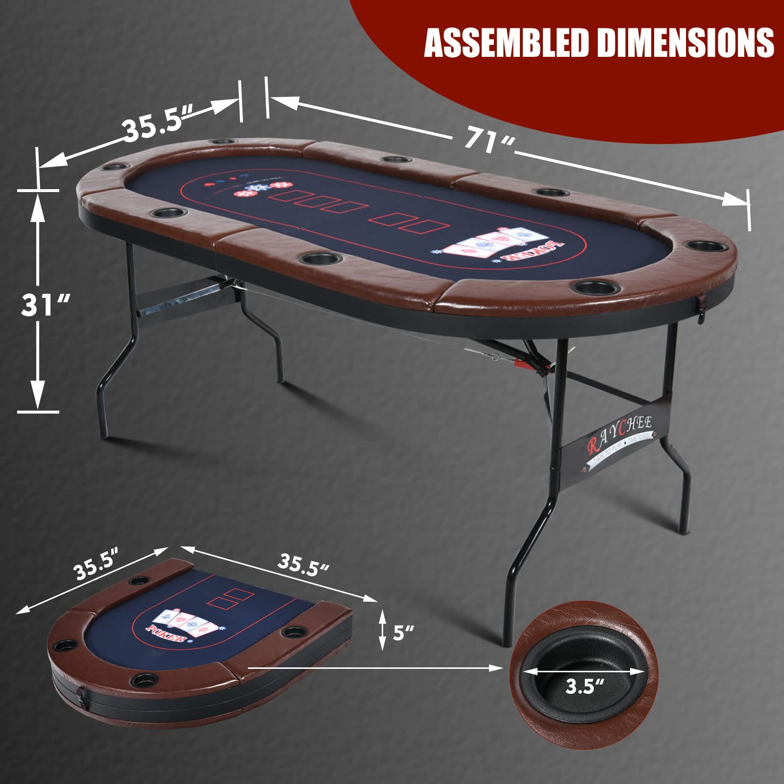 8 Player Foldable Poker Table - 71