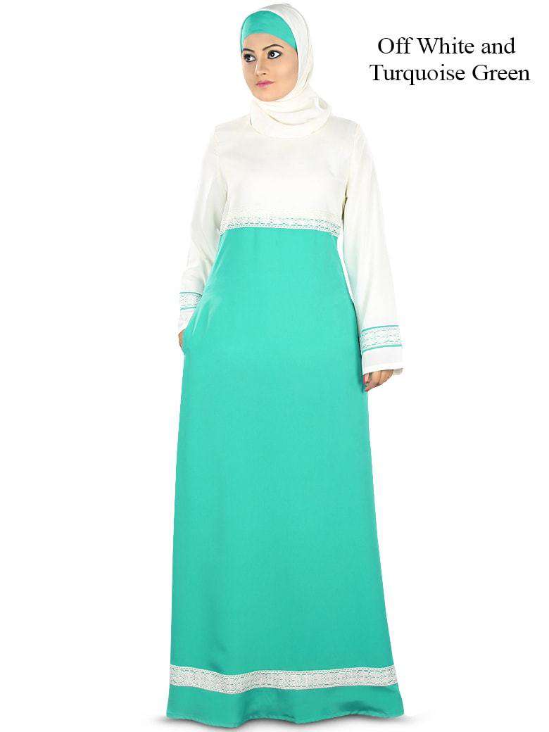 Off White & Turquoise Green