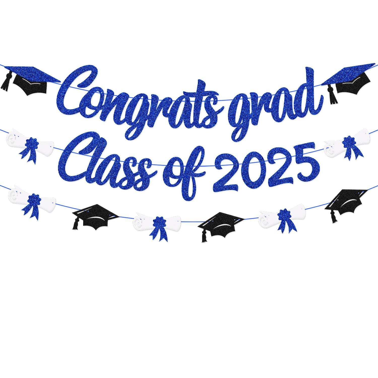 Class of 2025 Graduation Banner - Blue Cap & Diploma Themed Party Decor for High School, College & University Celebrations | Perfect for Graduation Parties, Senior Send-offs & Commencement Decorations