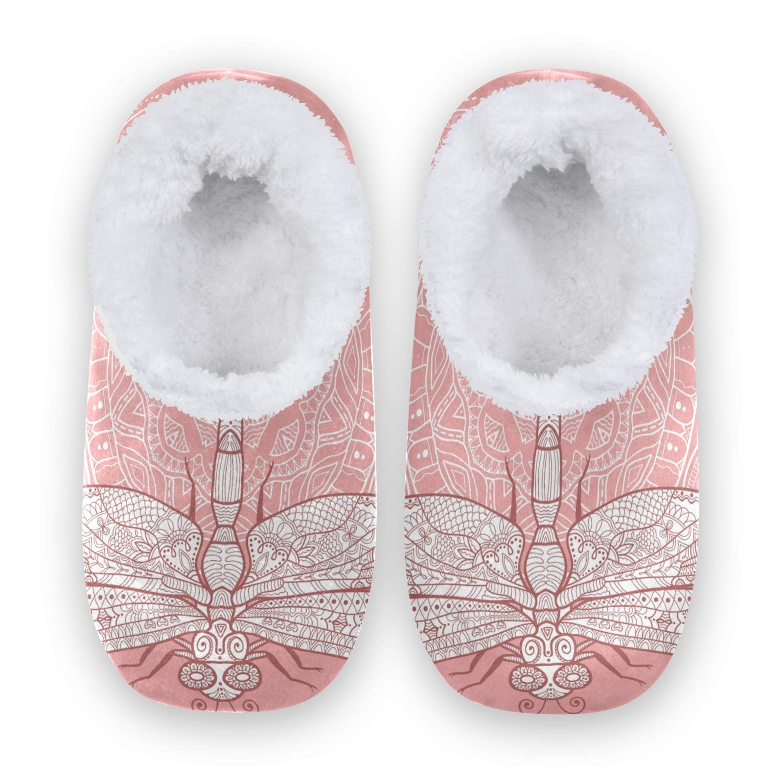 Women's Floral Dragonfly Slippers - Soft Indoor House Shoes for Comfort & Style