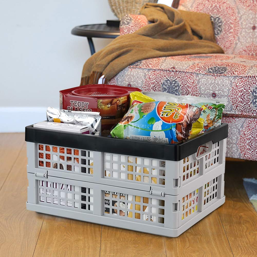 32L Collapsible Storage Crate Set of 3 - Foldable Plastic Bins for Home Organization, Laundry, Toys & Closet Storage - Space Saving Stackable Design for Garage, Office & Dorm Room