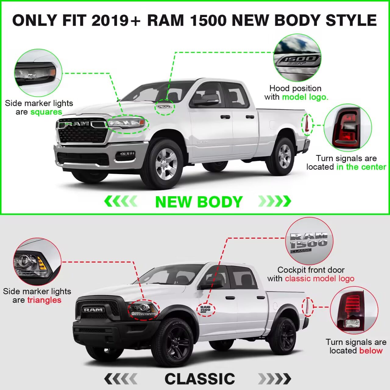 Dodge Ram 1500 Running Boards 2019-2025 | Textured Black Powder Coated Step Bars | 4 Inch Nerf Bars for Crew Cab | Off-Road & Daily Driving Accessories